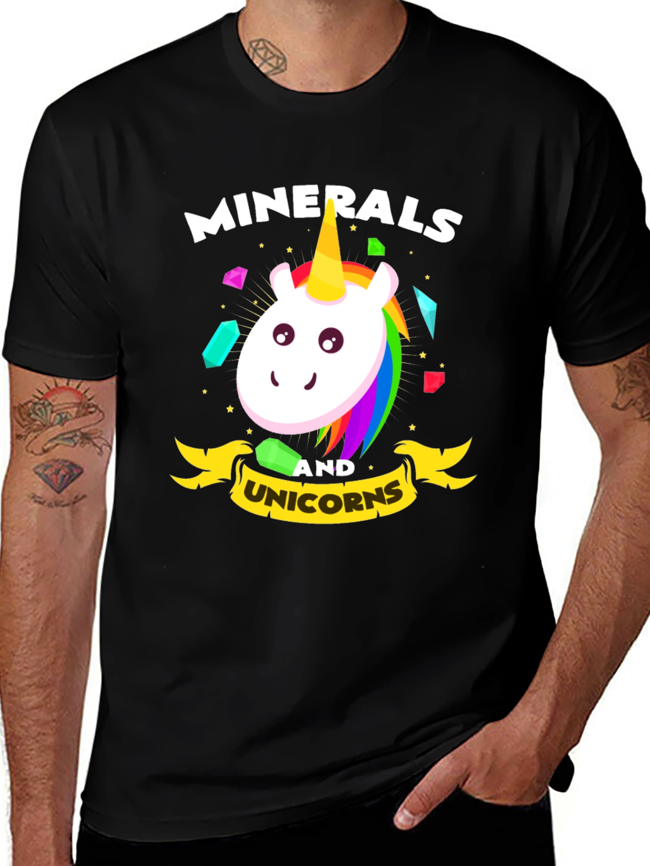 Variant 13 of Minerals and Unicorns Graphic Tee - Black Casual T-Shirt