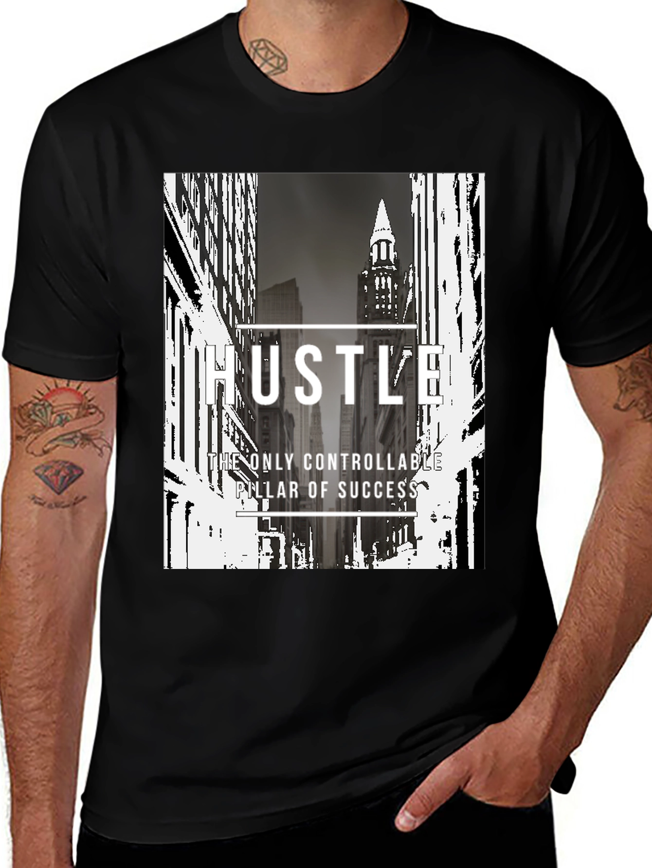 Variant 5 of Hustle Graphic Print Black T-Shirt