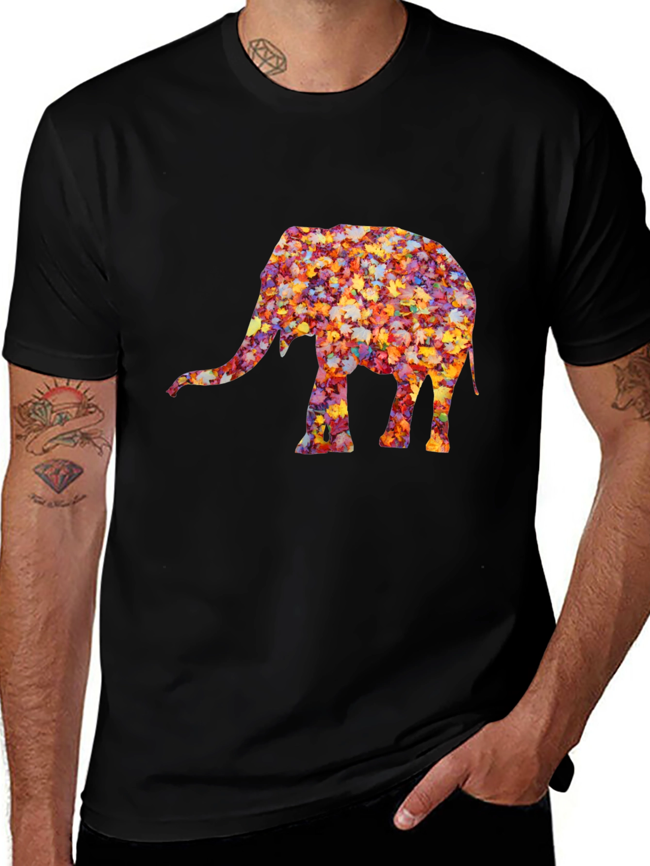 Variant 20 of Leaf Elephant Graphic Tee - Unique Fall Design
