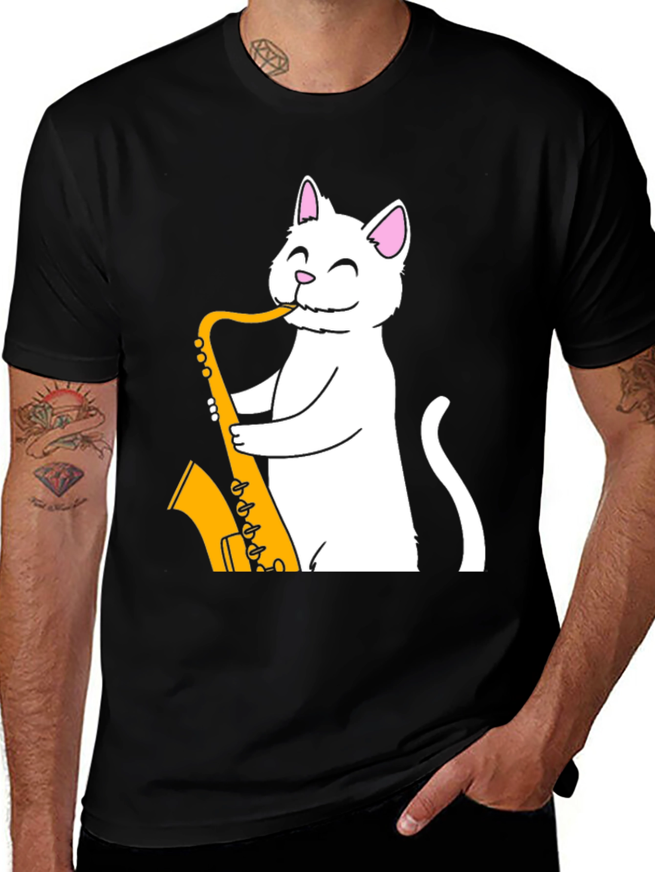 Variant 21 of Cat Saxophone Player T-Shirt - Funny Musician Tee