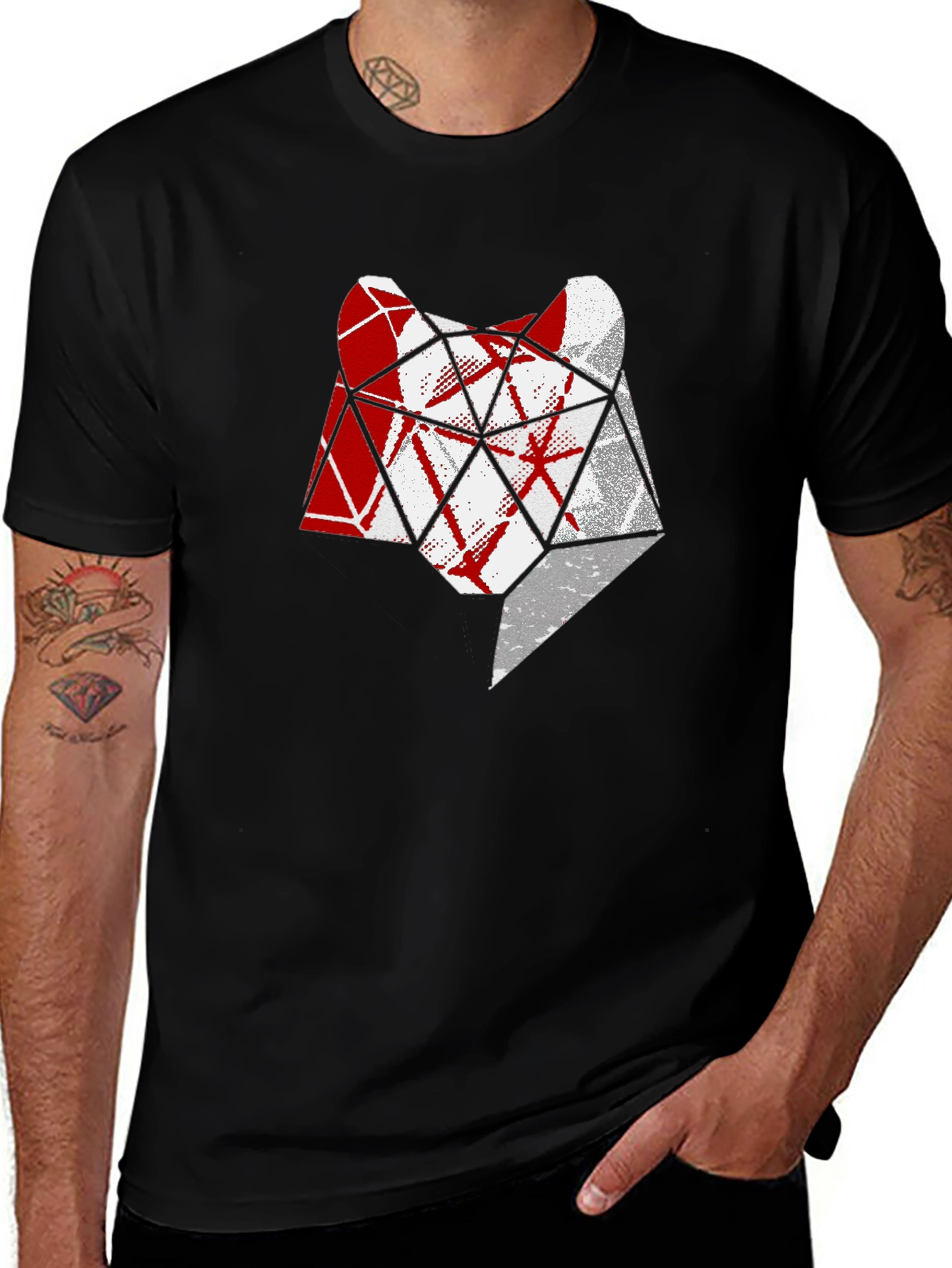 Variant 22 of Geometric Wolf Head T-Shirt - Modern Graphic Tee
