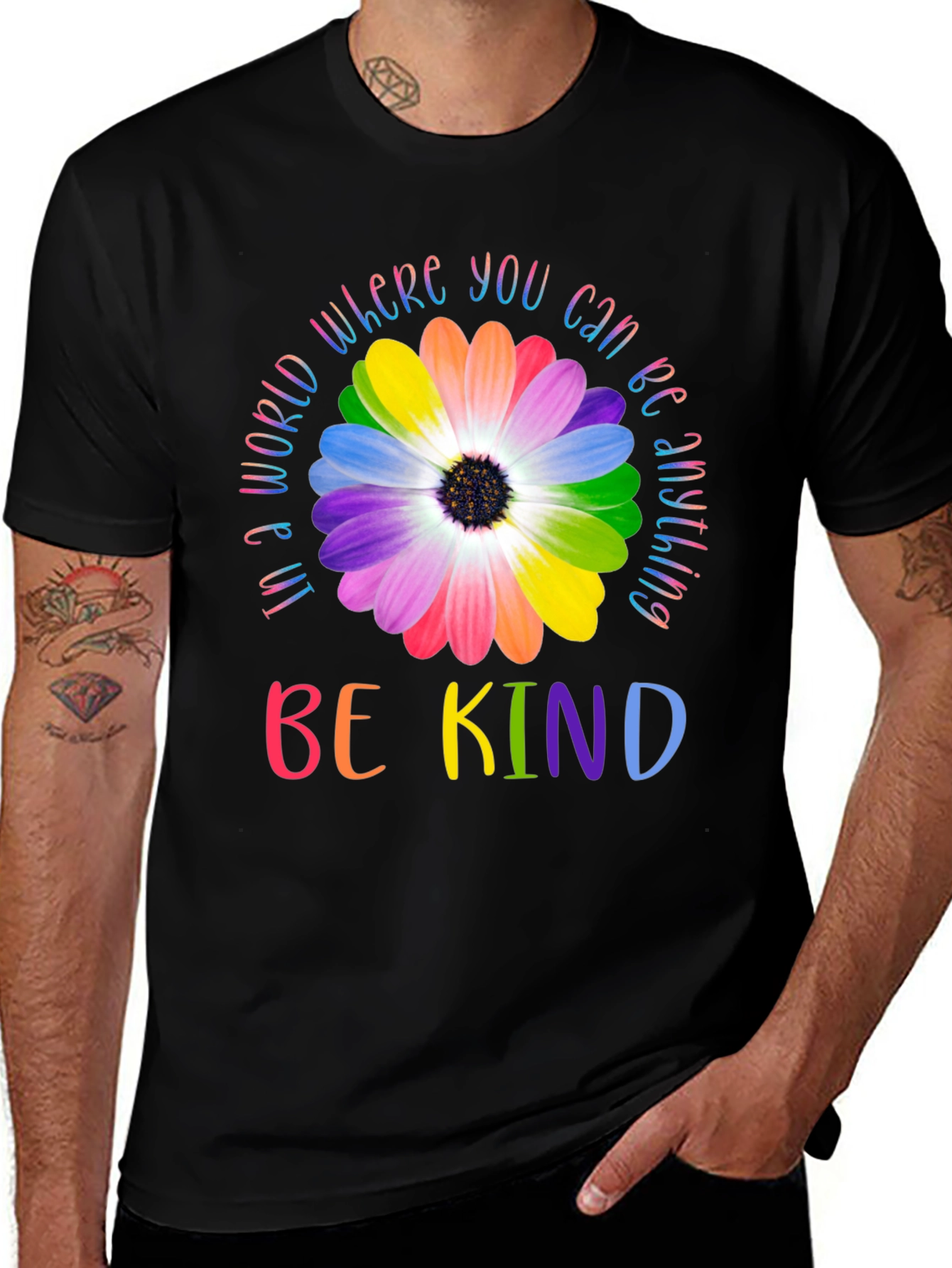 Variant 21 of Be Kind Rainbow Flower Graphic Tee