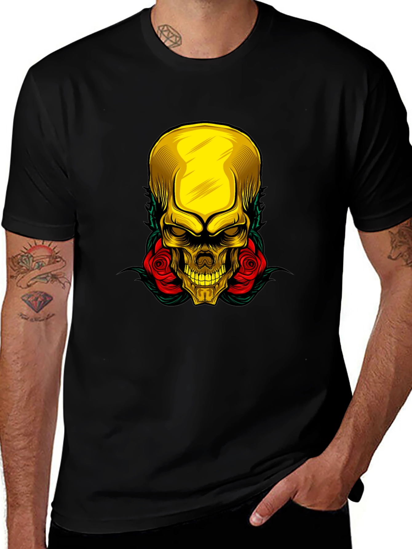 Variant 28 of Skull and Roses Graphic Tee - Edgy Style