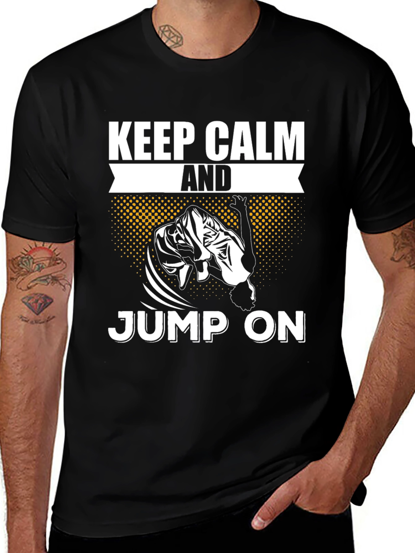 Variant 27 of Keep Calm And Jump On Black T-Shirt