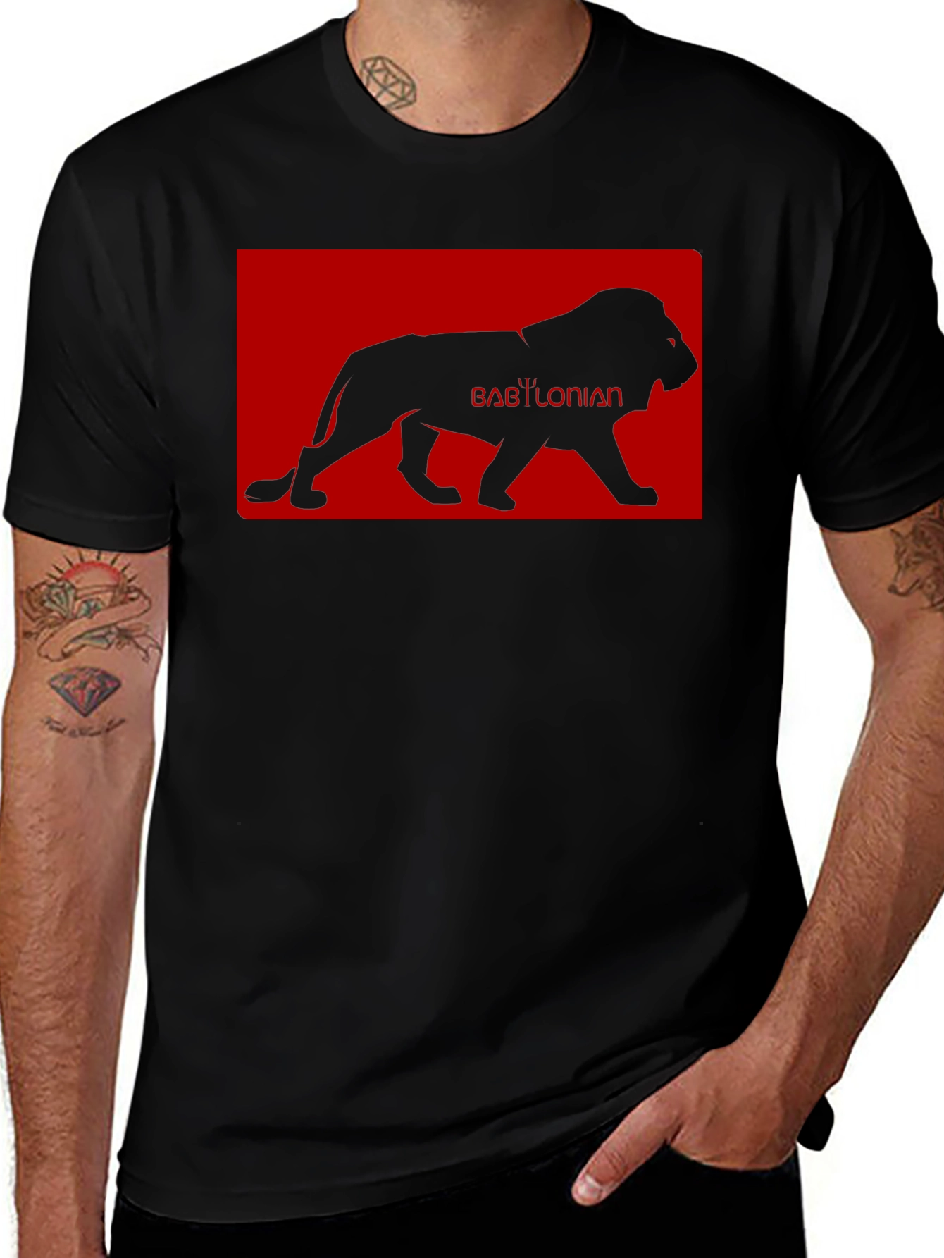 Variant 24 of Babylonian Lion Graphic Tee - Black
