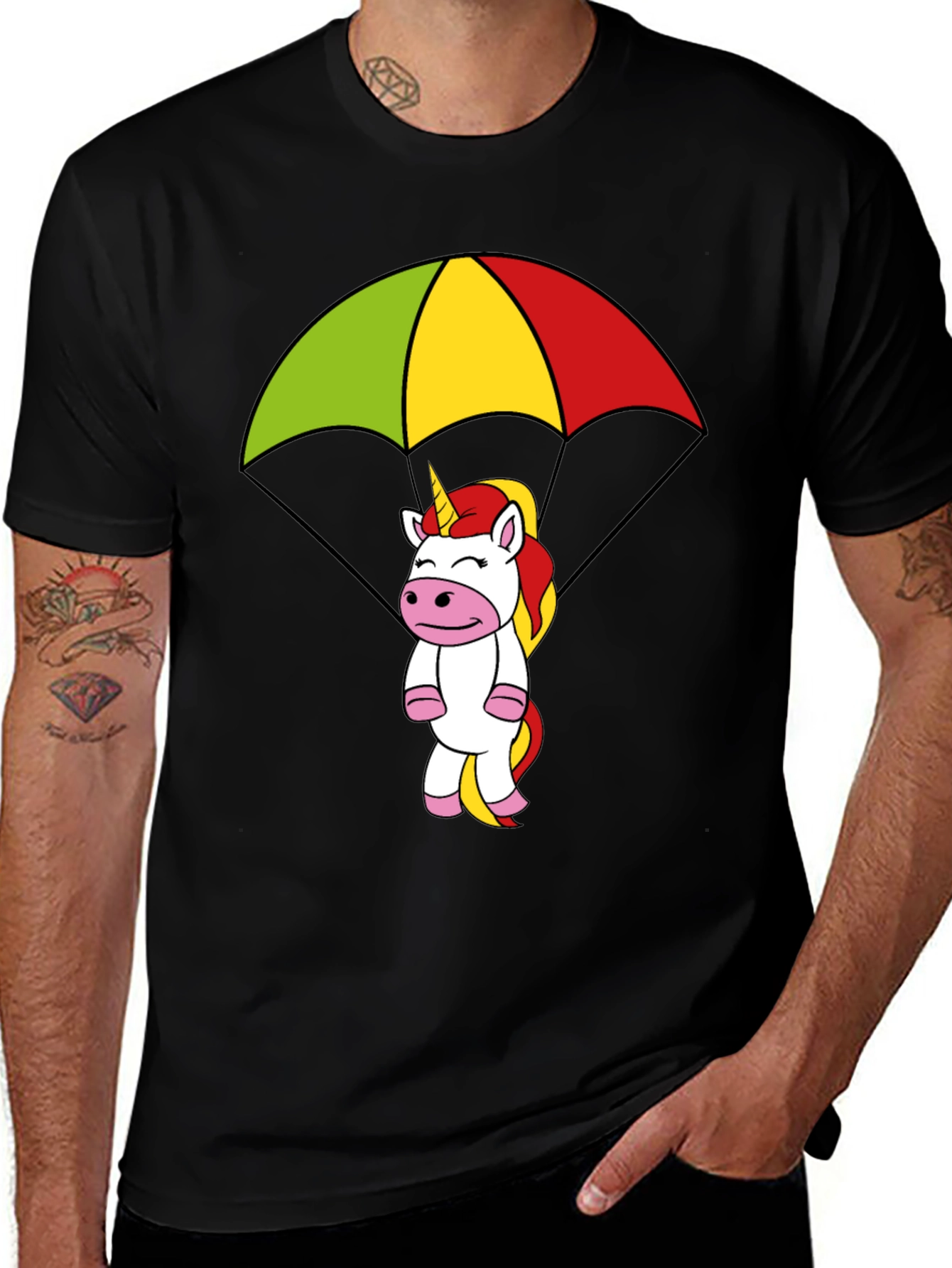 Unicorn Parachute Graphic T-Shirt
