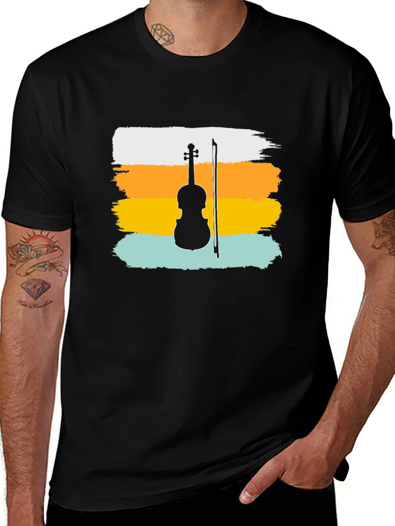 Variant 19 of Violin Silhouette T-Shirt - Retro Style