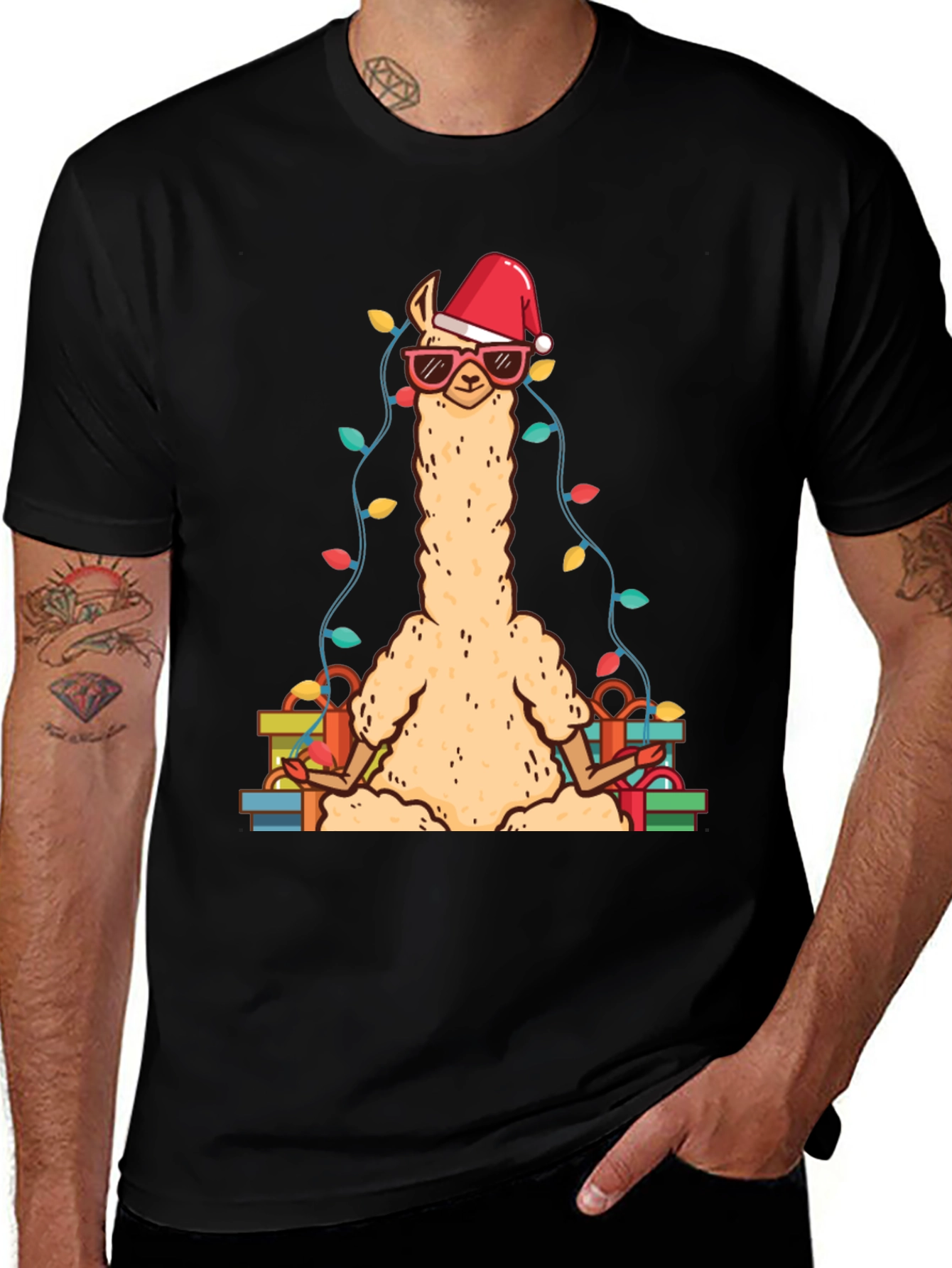 Variant 22 of Festive Llama Christmas T-Shirt