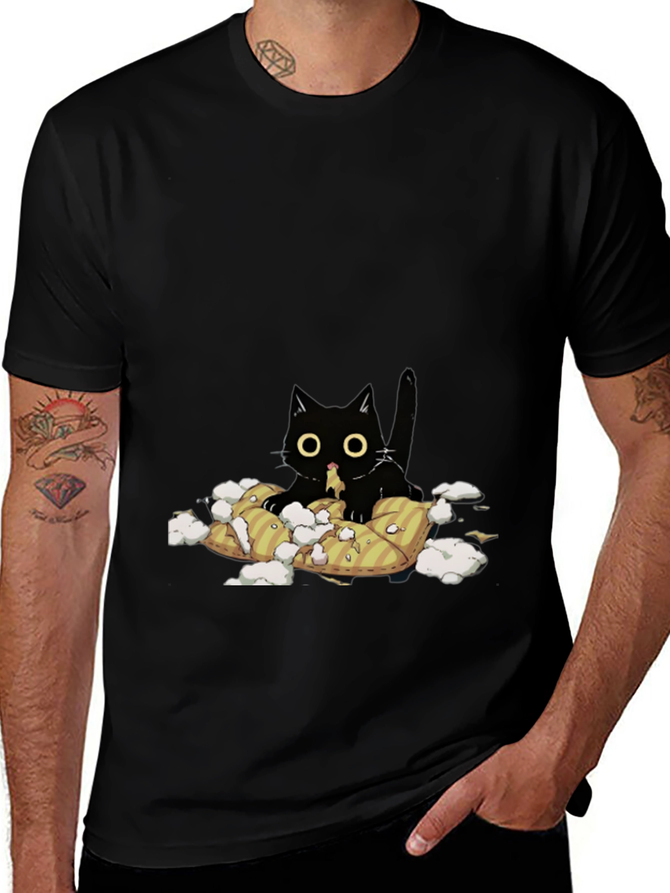 Variant 5 of Black Cat Pillow Fight T-Shirt