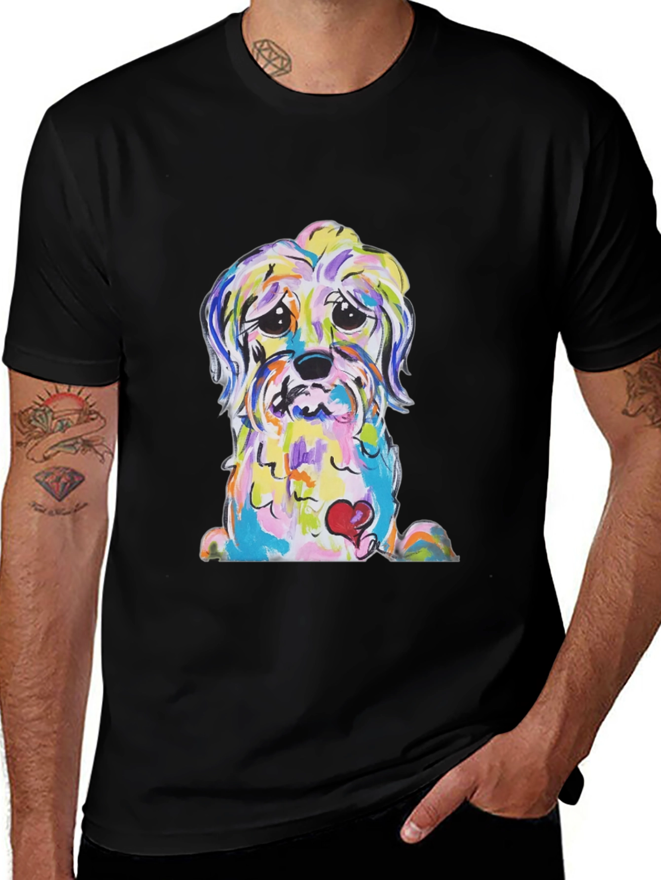 Variant 5 of Dog With Heart Colorful Graphic T-Shirt