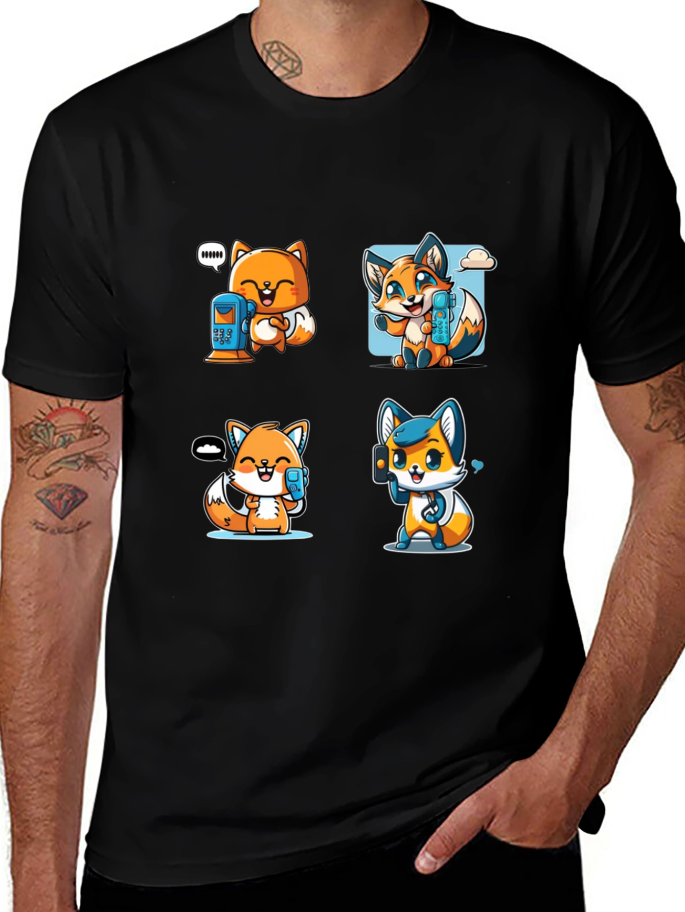 Variant 8 of Cute Fox Phone Lover Unisex T-Shirt