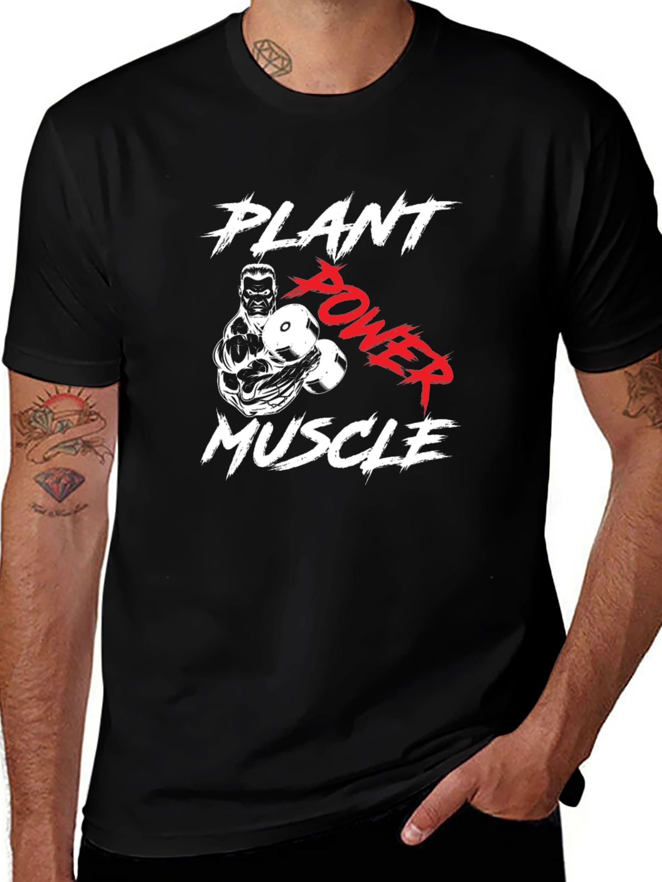 Plant Power Muscle T-Shirt - Black Gym Tee