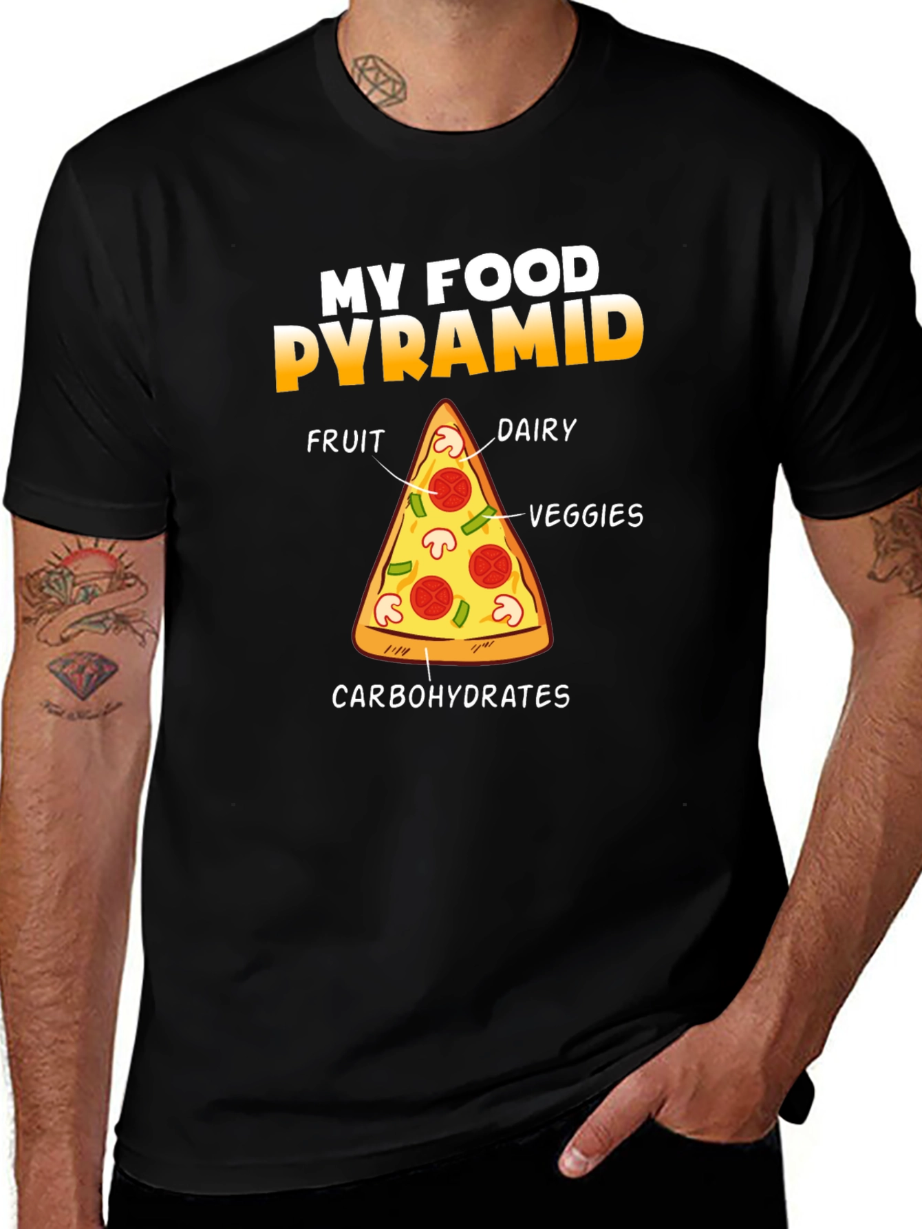 Variant 25 of Pizza Food Pyramid T-Shirt - Funny Graphic Tee
