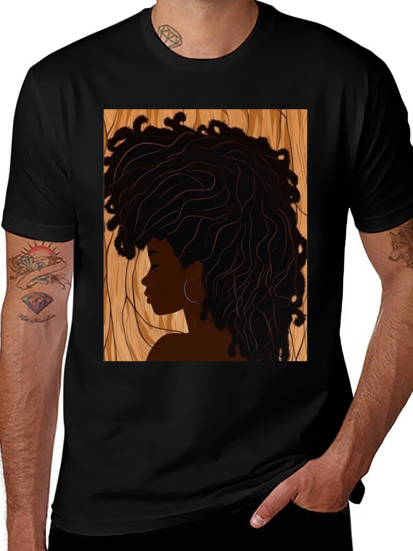 Variant 30 of Afro Woman Graphic Print Black T-Shirt