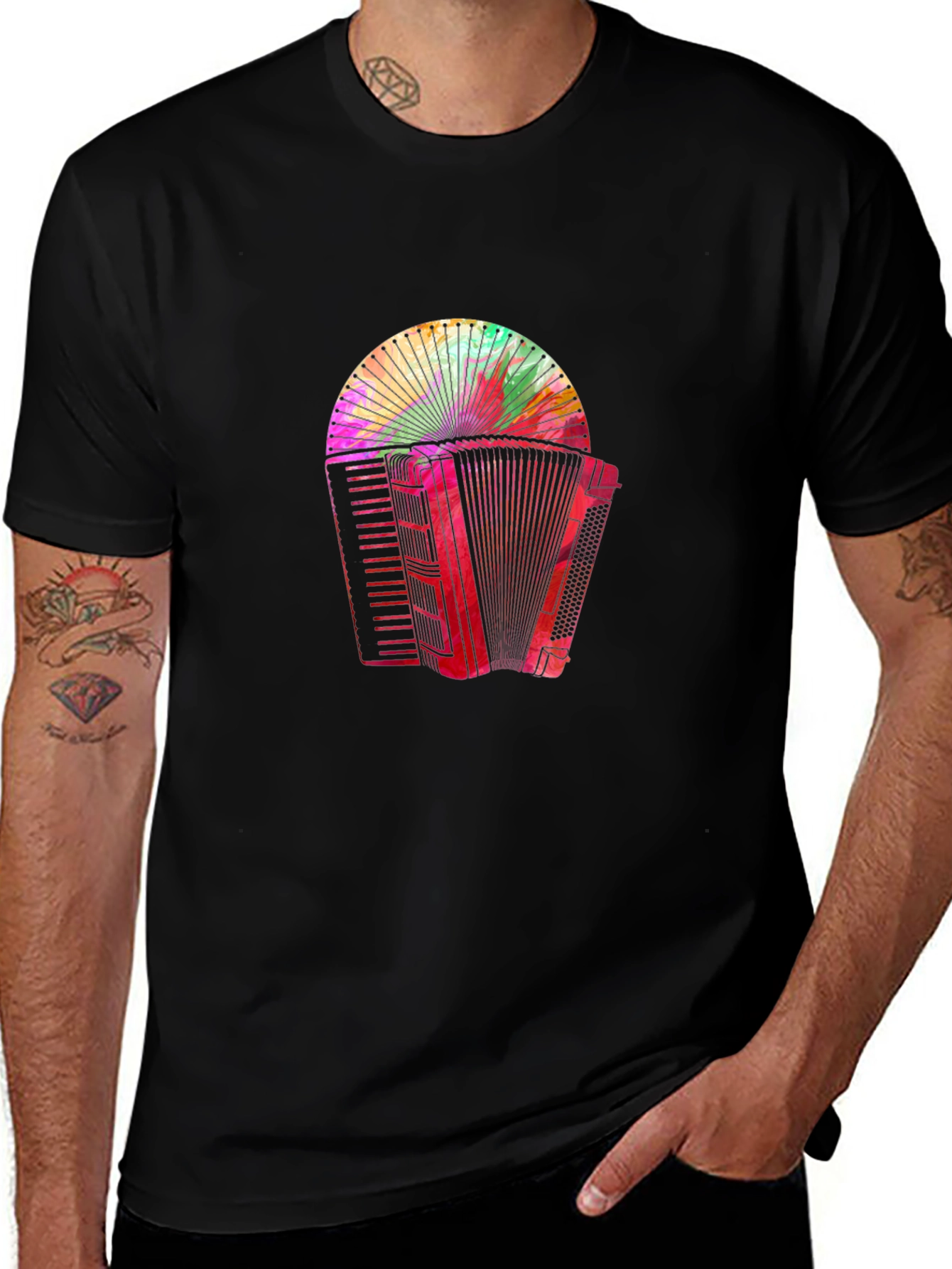 Variant 27 of Accordion Graphic Print Black Tee