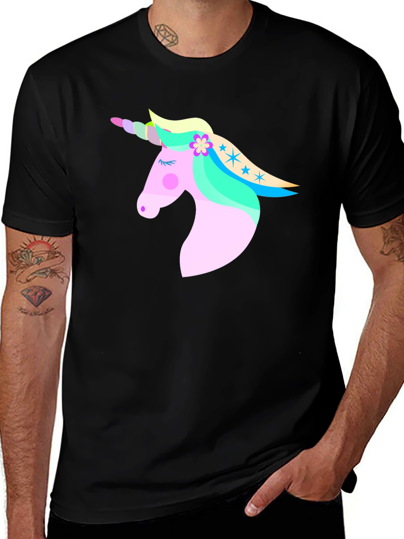 Variant 11 of Unicorn Graphic Black T-Shirt for Men