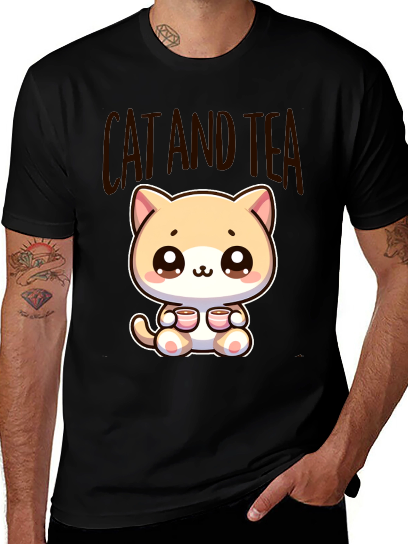 Variant 13 of Cute Cat and Tea Graphic Tee