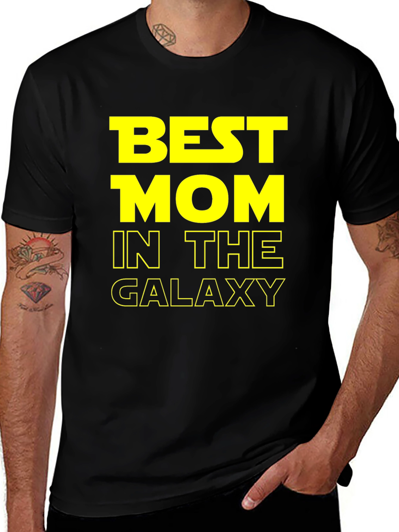 Black Best Mom in the Galaxy Graphic Tee main image