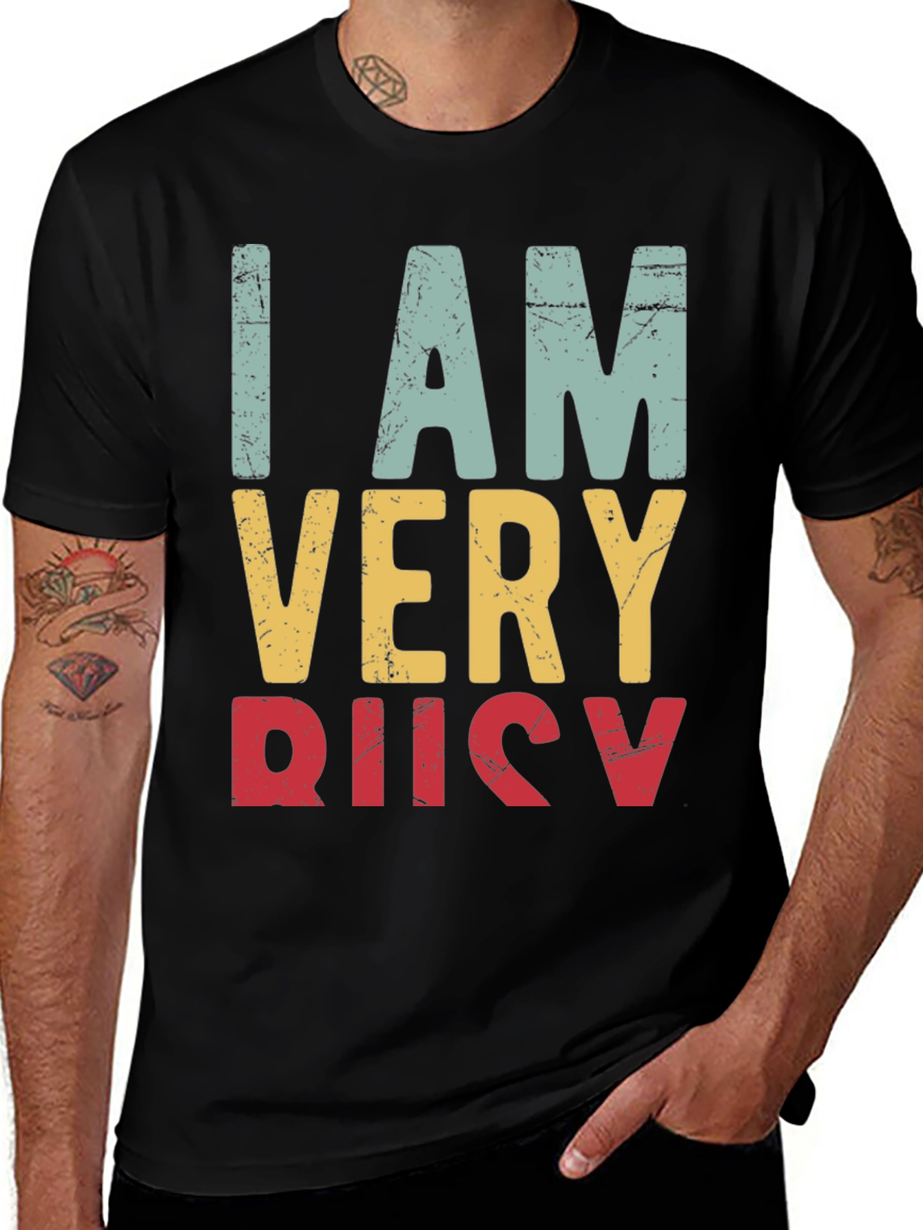 Black I Am Very Busy Retro Graphic Tee main image