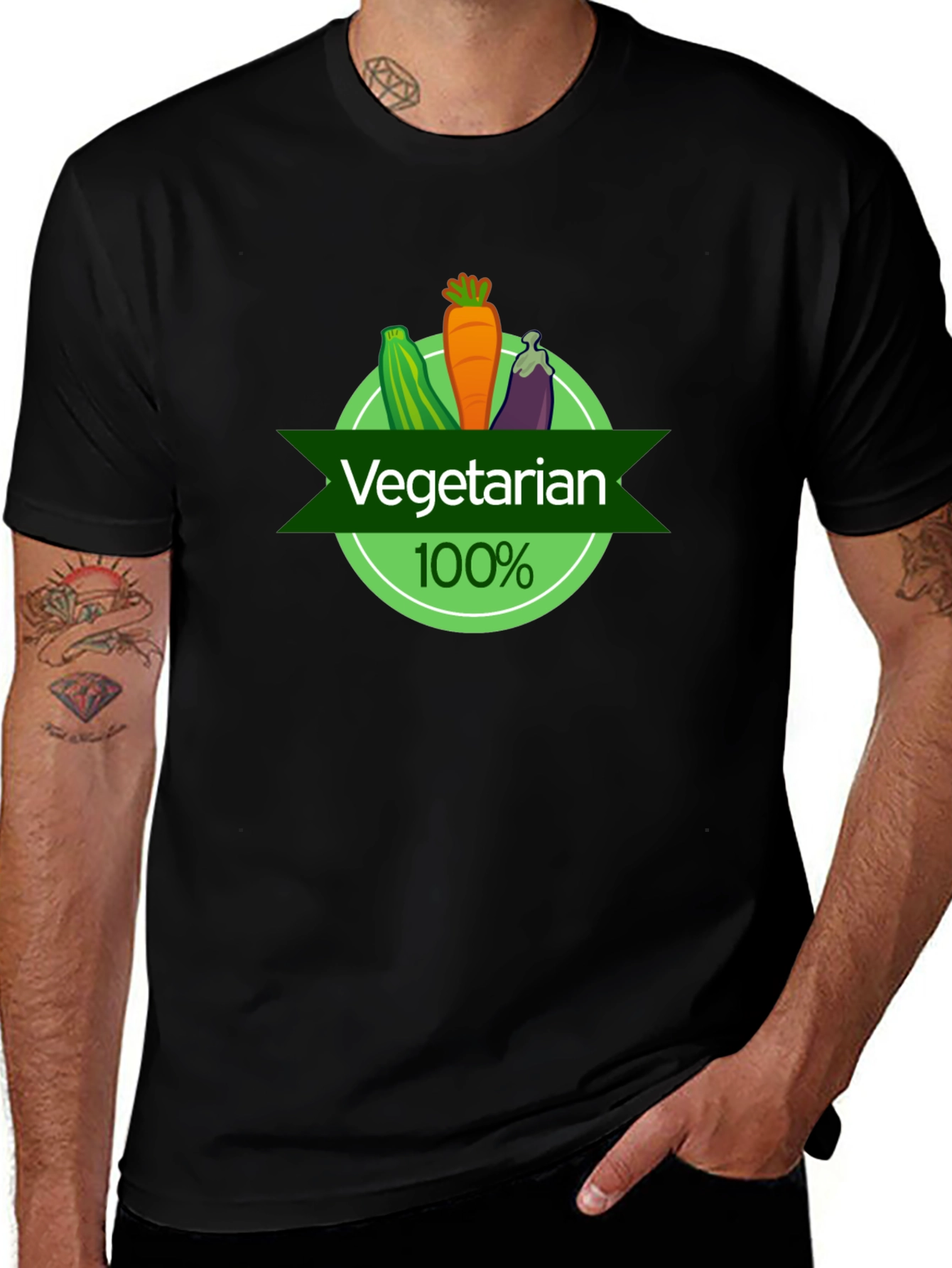 Vegetarian 100% Black Graphic T-Shirt