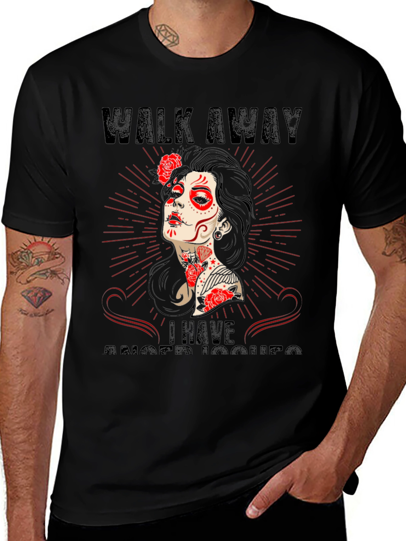 Variant 4 of Walk Away Anger Issues Sugar Skull T-Shirt