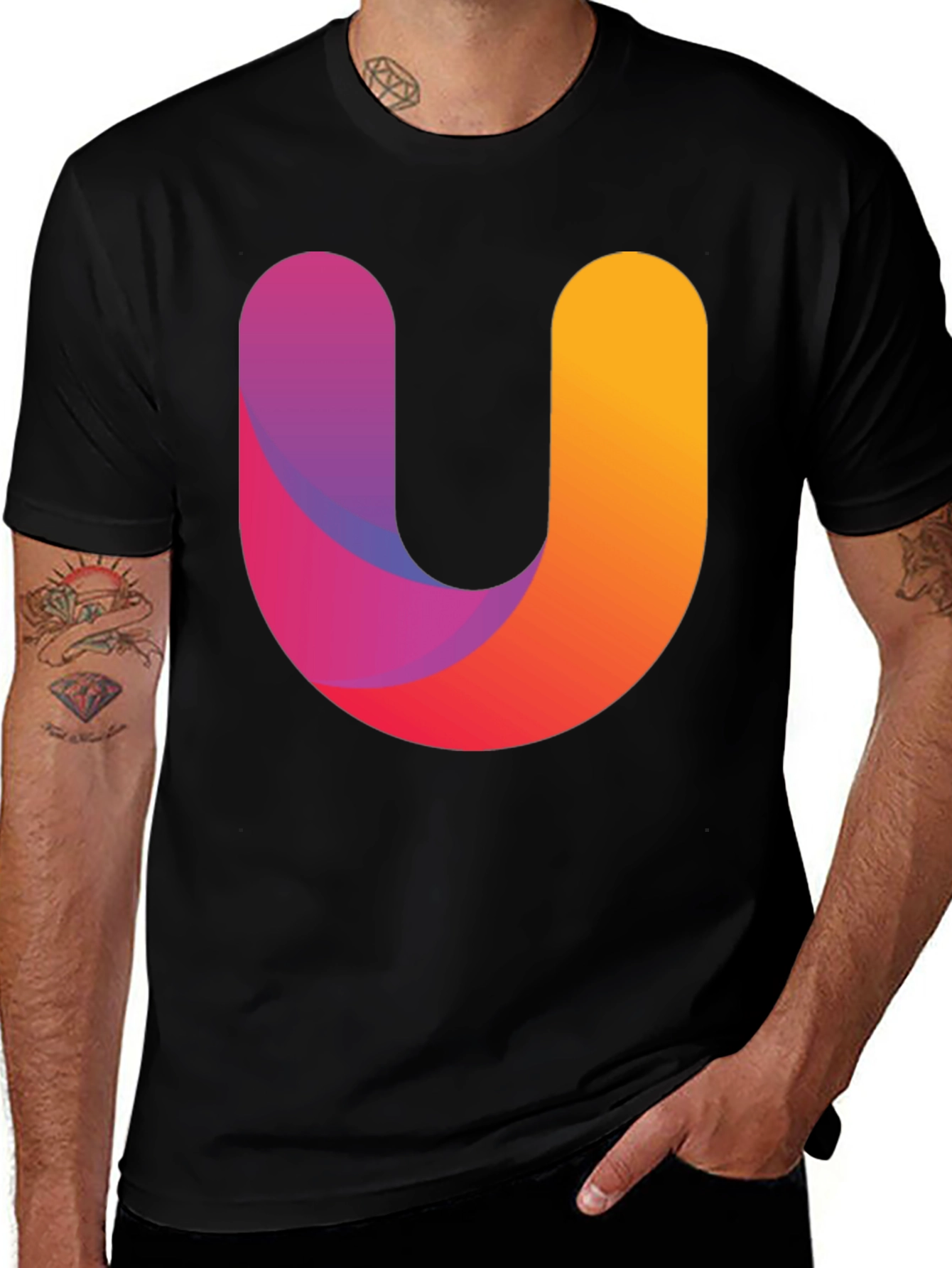 Variant 28 of Gradient "U" Graphic Black T-Shirt