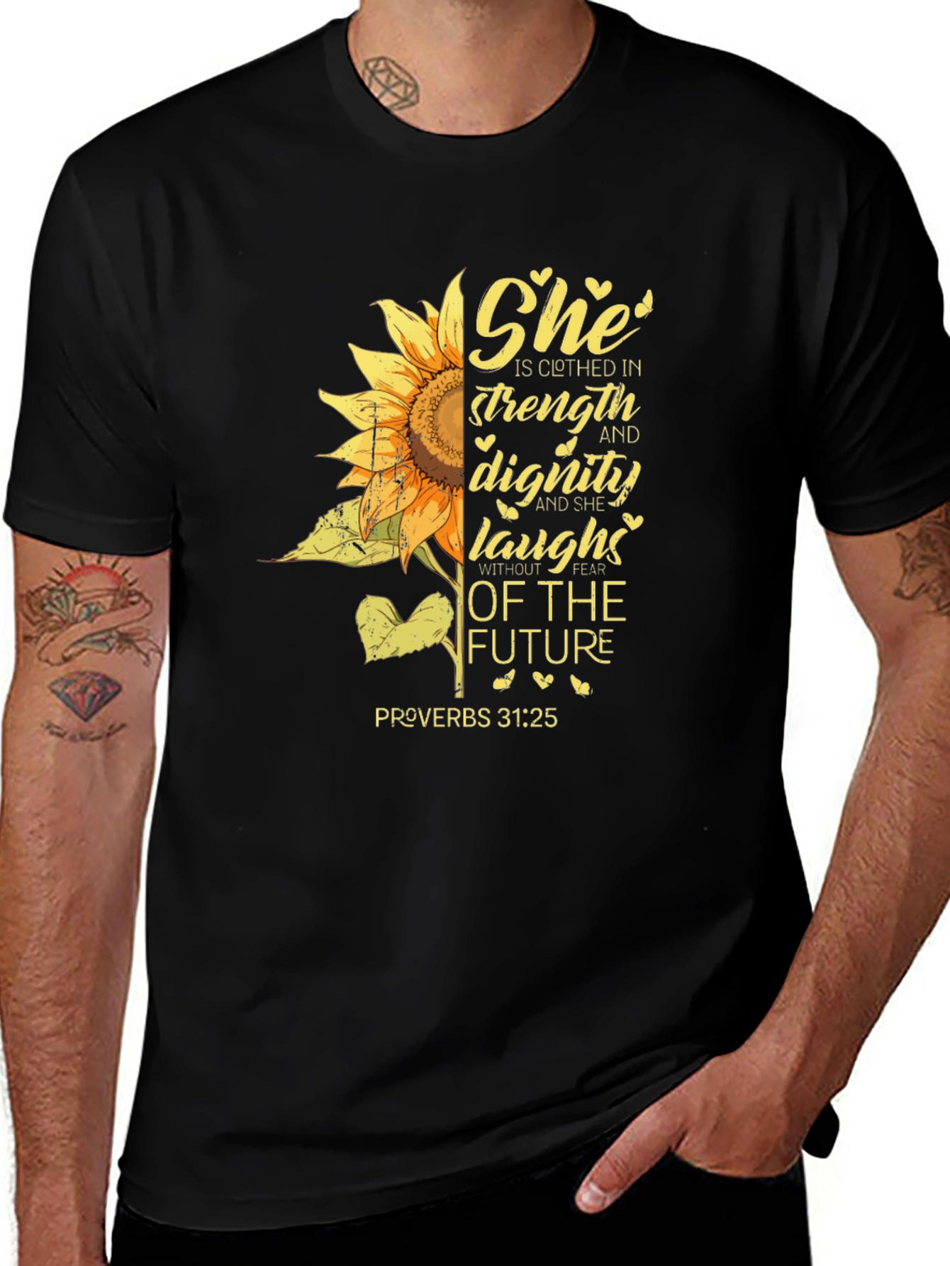Variant 18 of Sunflower Proverbs T-Shirt - Strength & Dignity