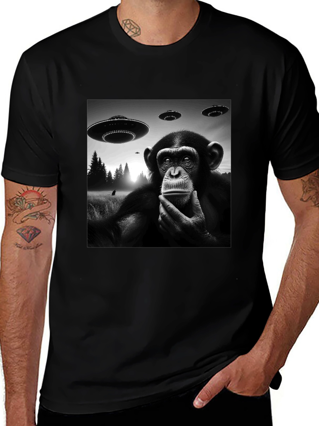 UFO Monkey T-Shirt - Black