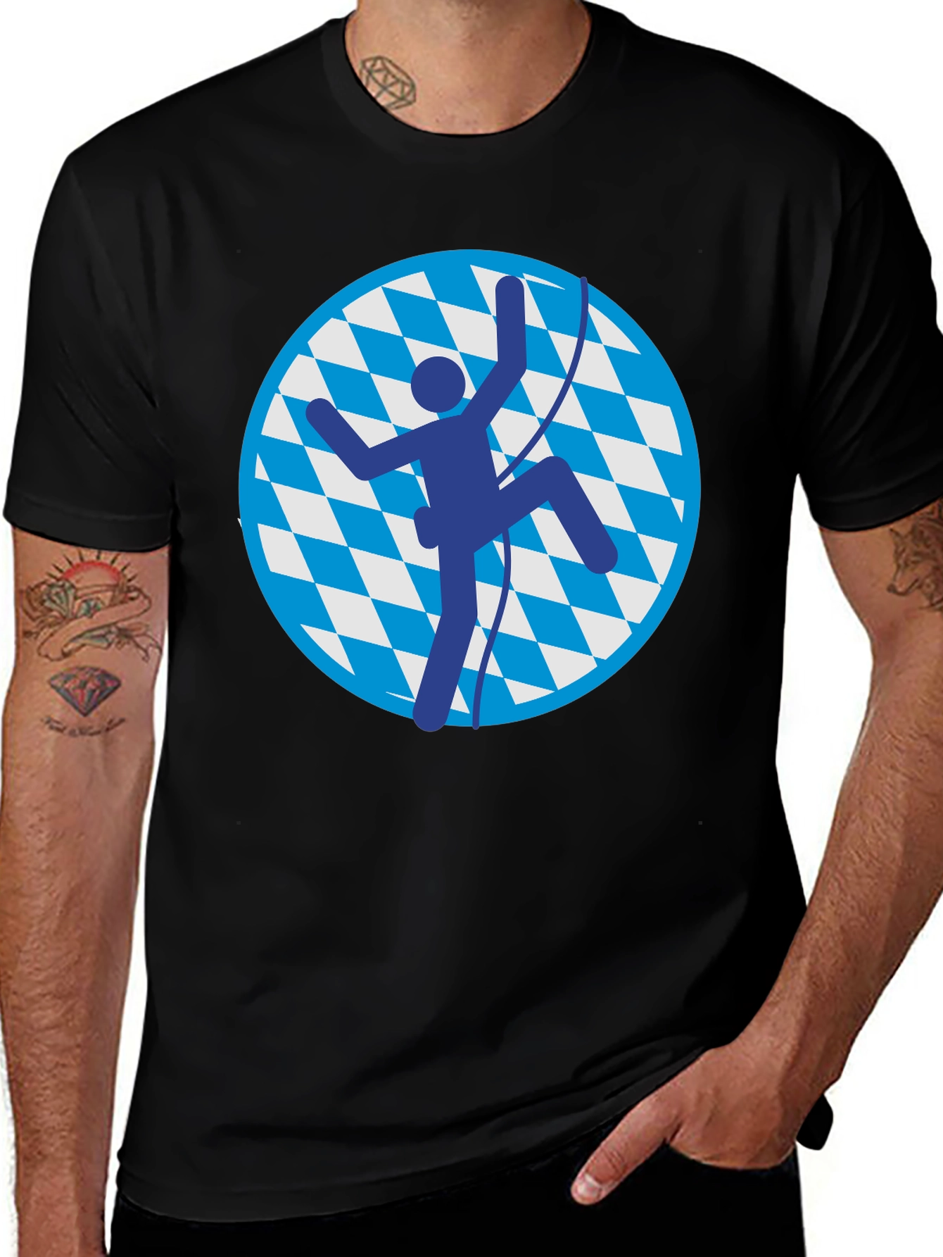 Variant 3 of Climbing Bavarian T-Shirt - Black Cotton Tee
