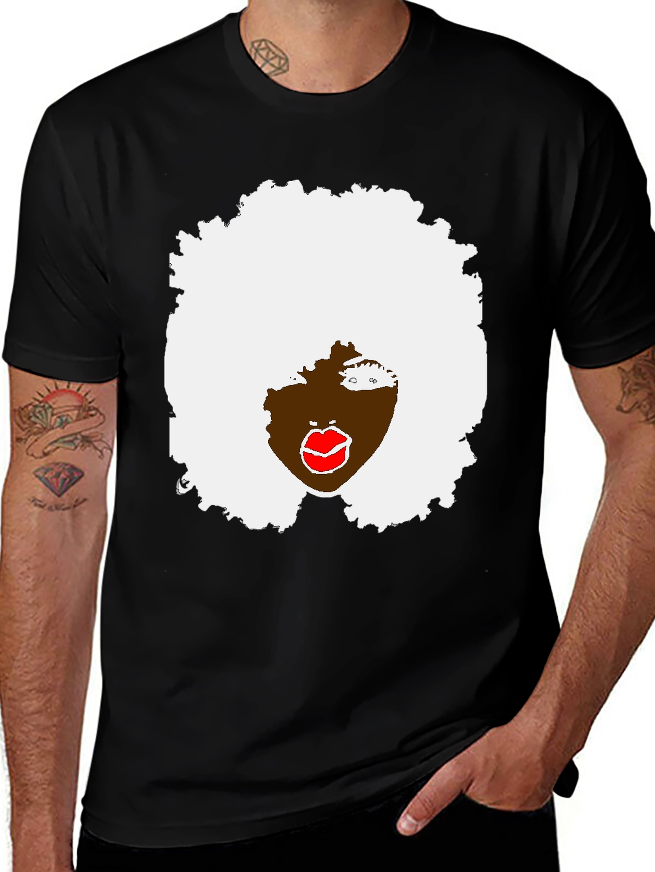 Retro Afro Graphic Tee - Bold & Stylish Black T-Shirt