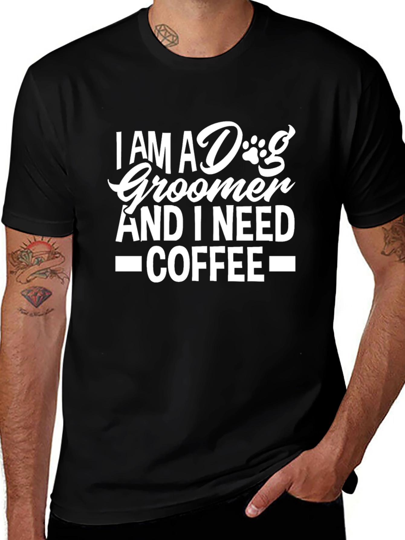 Variant 7 of Dog Groomer Coffee T-Shirt - Black Cotton Tee