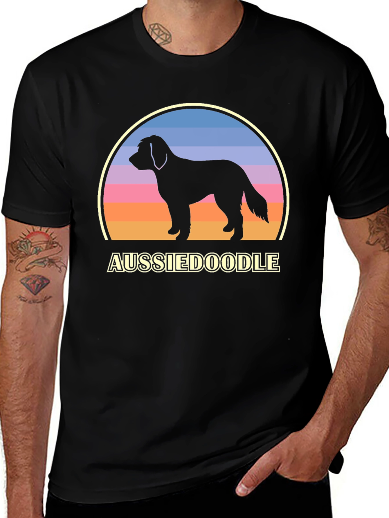 Variant 6 of Aussiedoodle Sunset T-Shirt, Dog Lover Tee