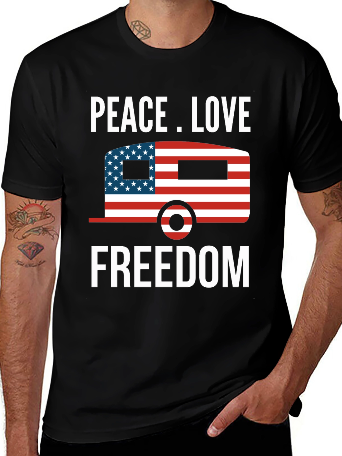 Variant 22 of Peace Love Freedom USA Patriotic T-Shirt