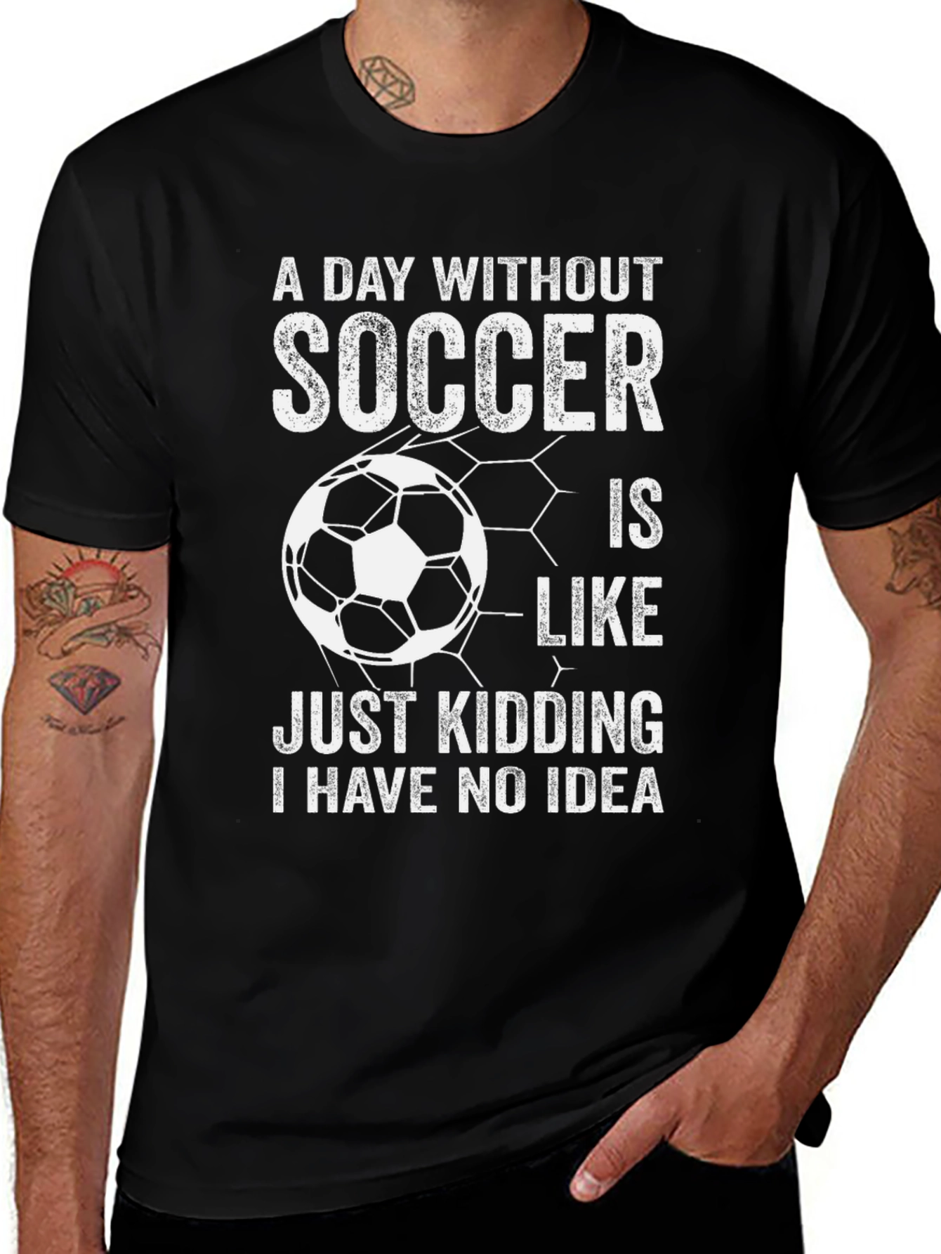 Variant 26 of Funny Soccer T-Shirt - 'A Day Without Soccer' Design