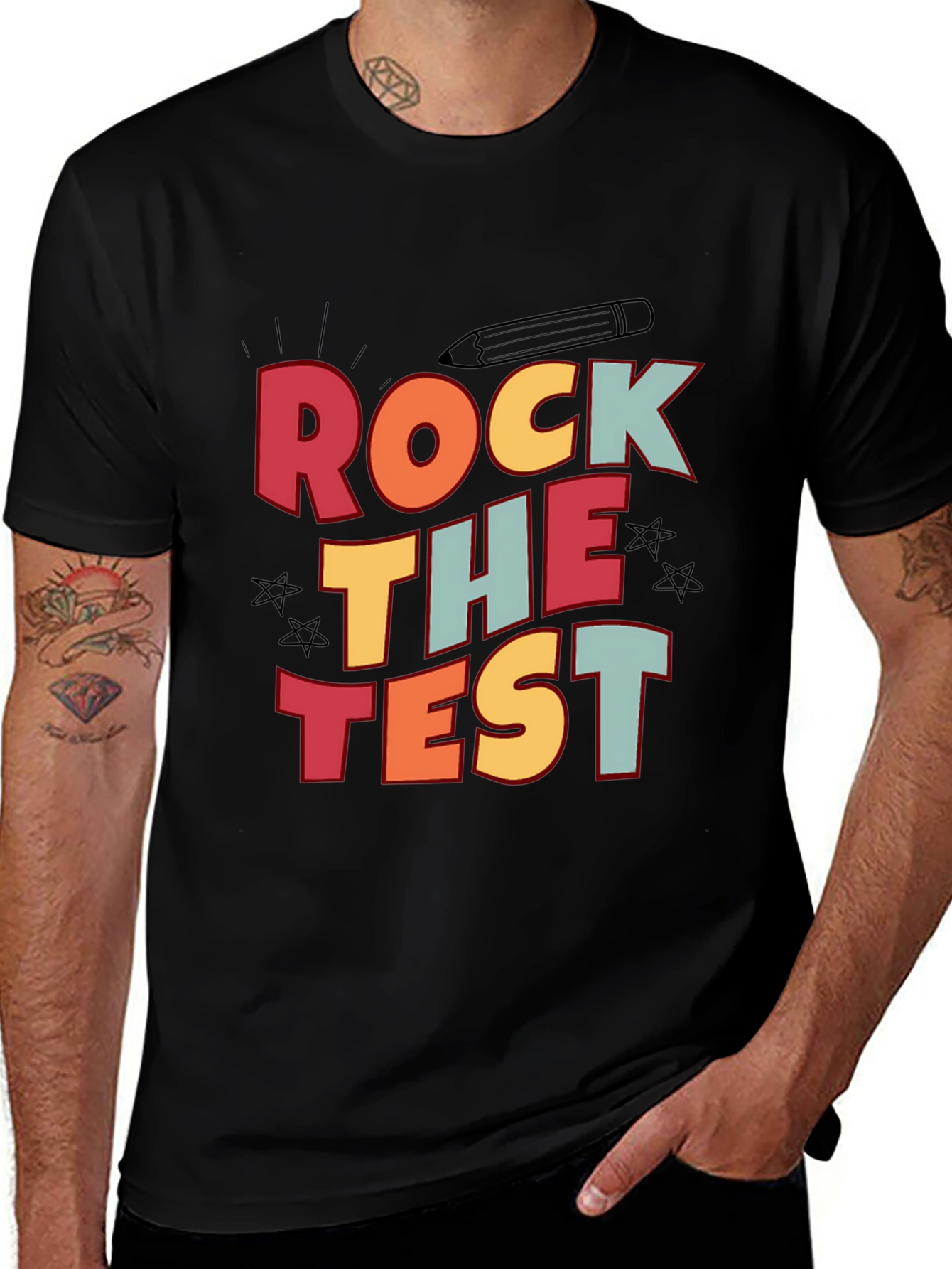 Variant 19 of Rock the Test Graphic Tee - Black Cotton T-Shirt