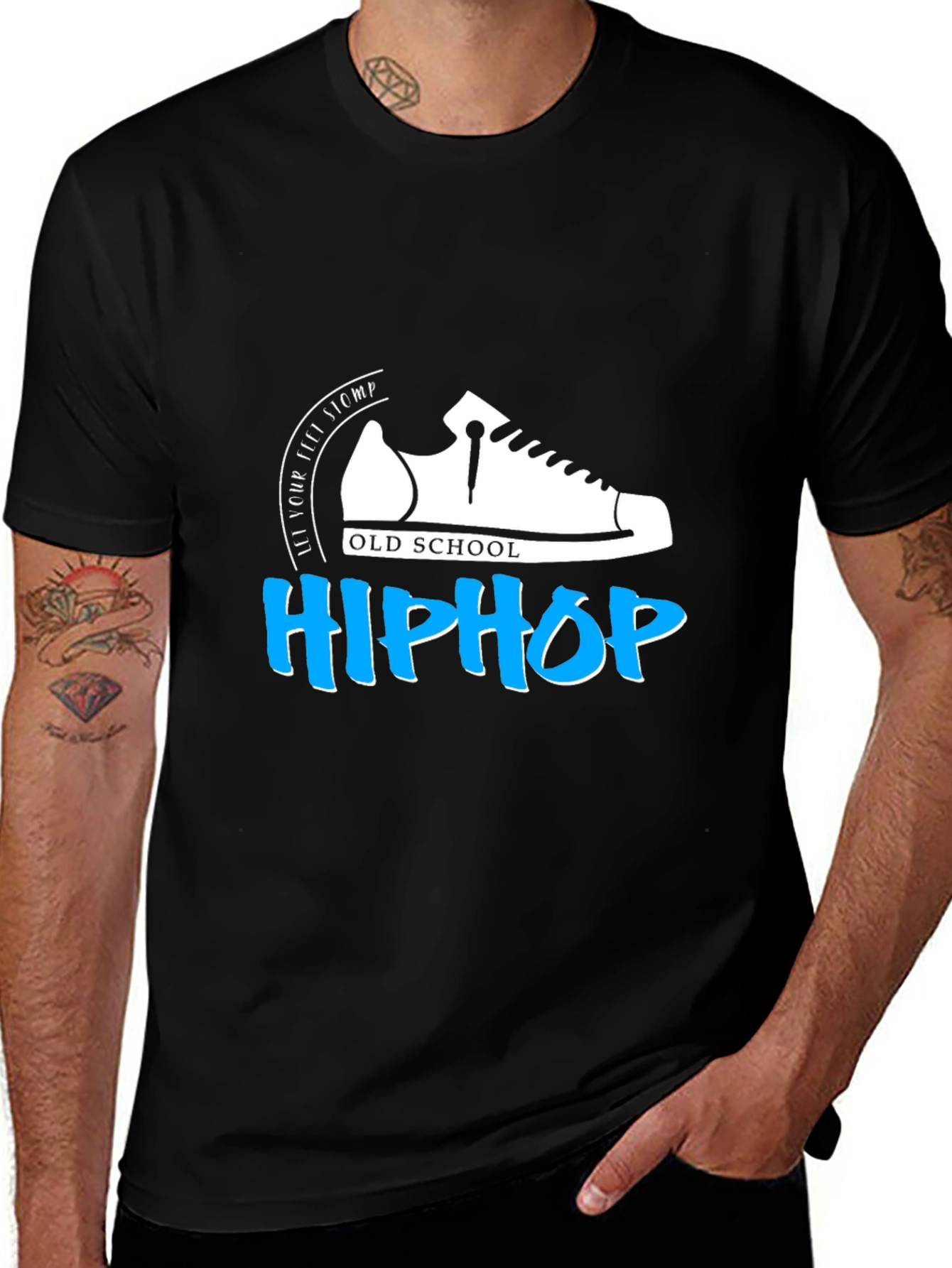 Variant 28 of Old School Hip Hop Graphic T-Shirt - Black Cotton Tee
