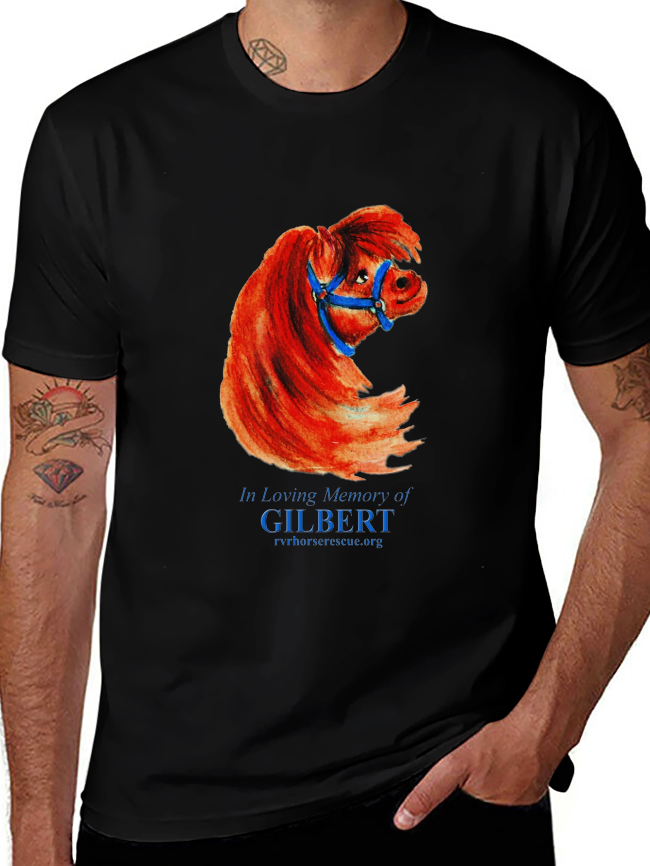 Black Gilbert Horse Memorial T-Shirt main image