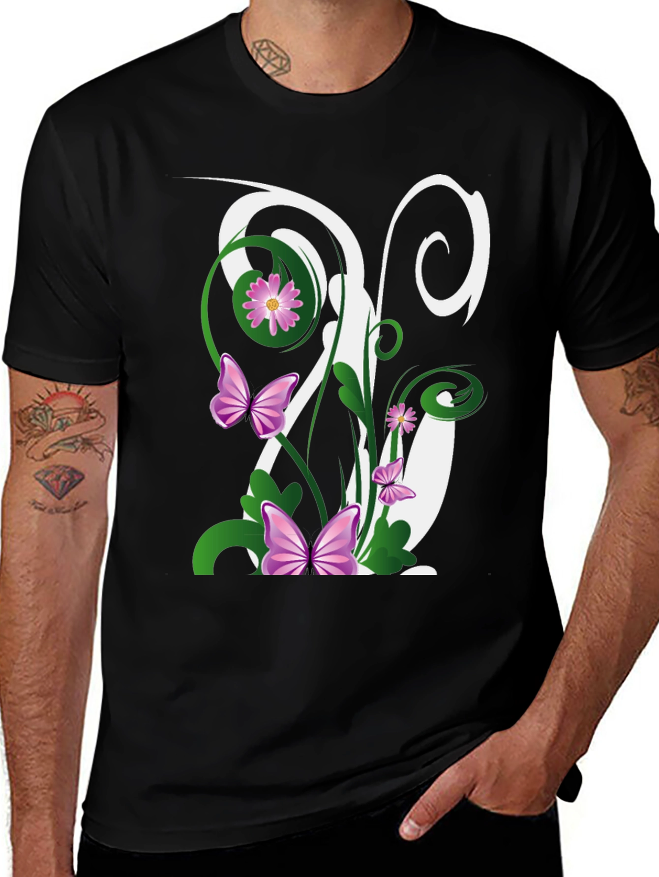 Variant 18 of Butterfly Floral Initial T-Shirt