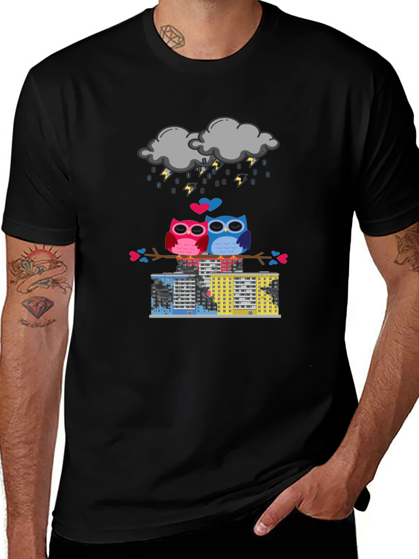 Variant 25 of Owl Love T-Shirt - Rainy Day Romance Tee