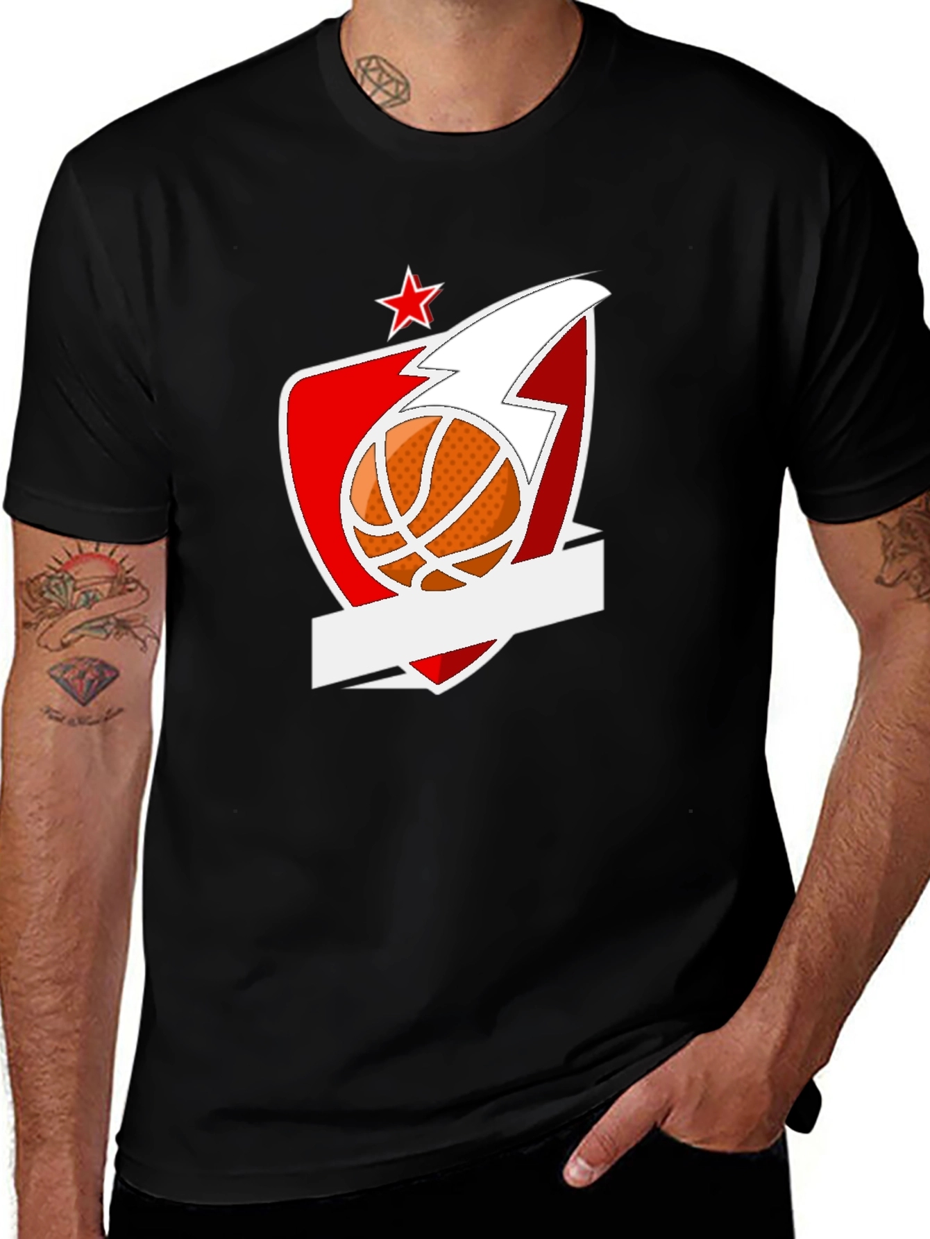 Variant 22 of Basketball Star Graphic Black T-Shirt