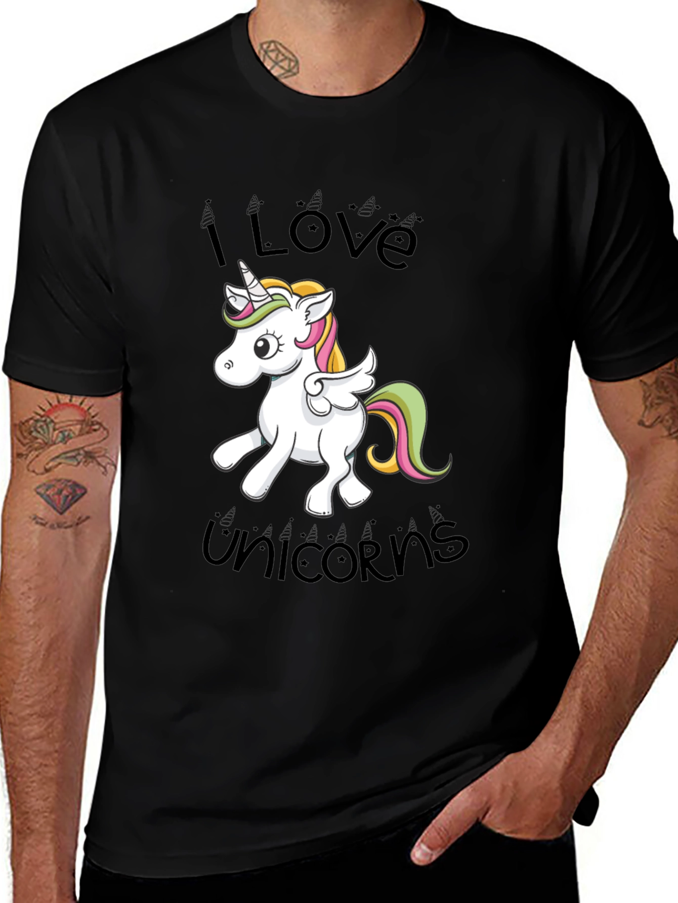 Variant 30 of I Love Unicorns Black Graphic Tee