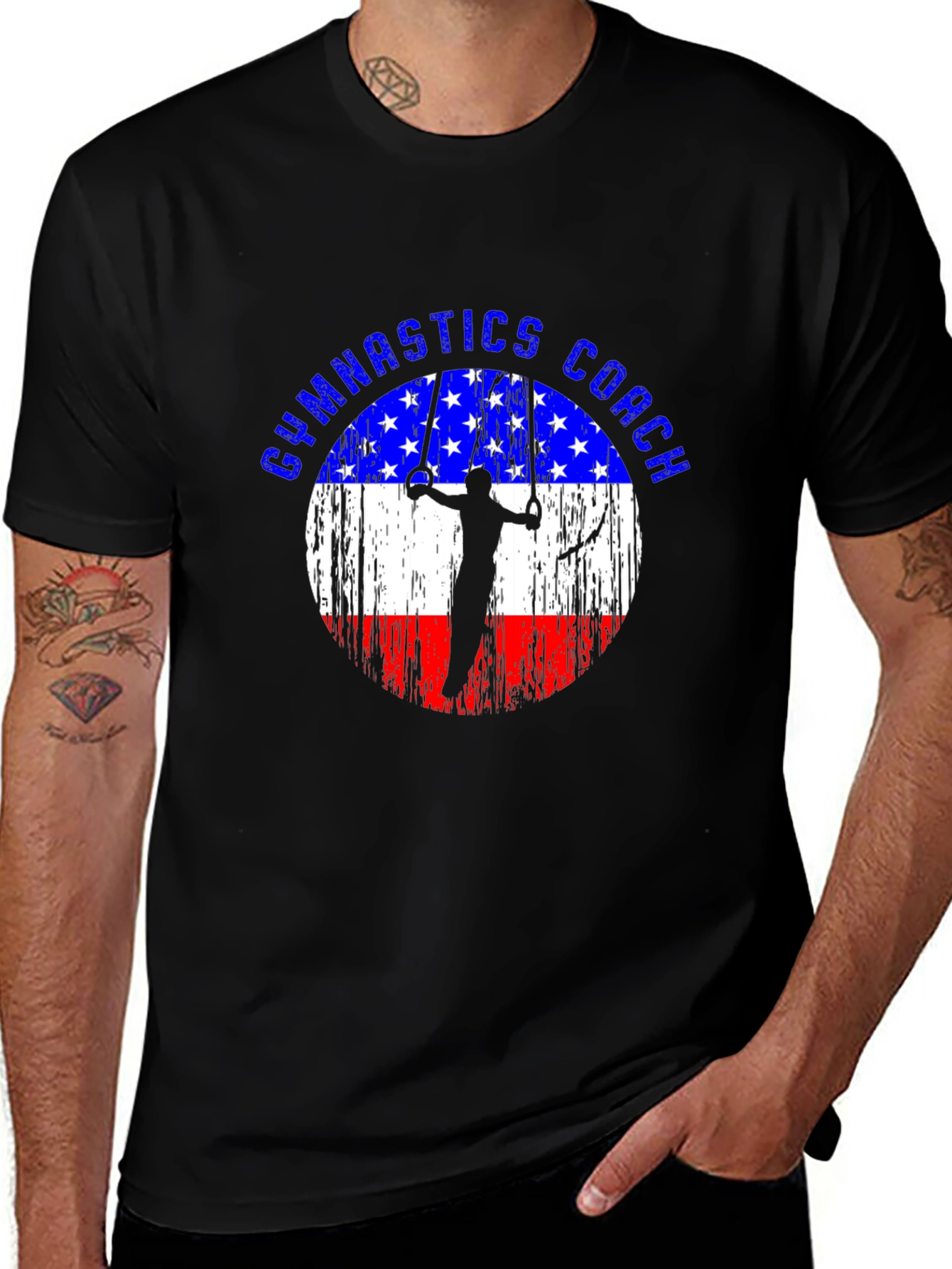 Variant 14 of Gymnastics Coach USA Flag T-Shirt