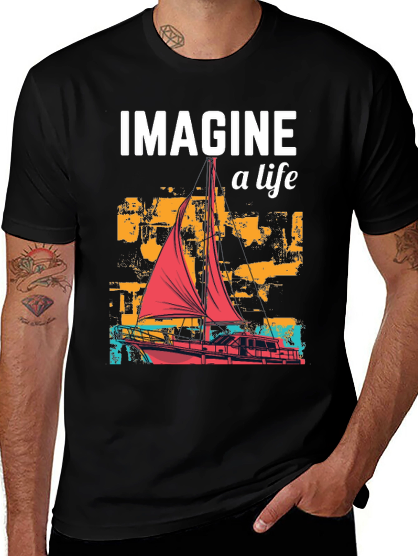 Variant 9 of Imagine a Life Sailboat Graphic Tee
