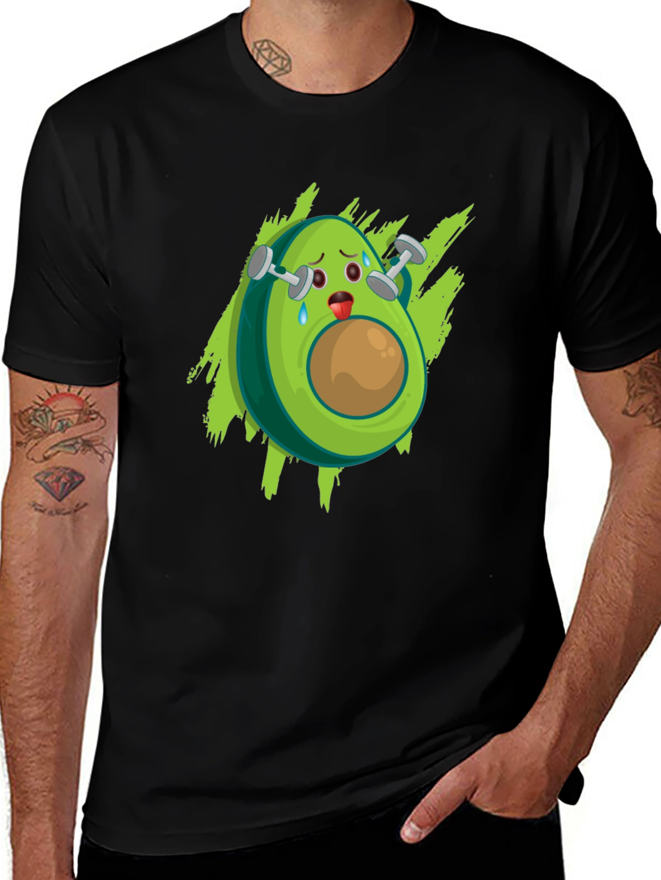 Variant 22 of Avocado Lifting Weights Graphic Tee