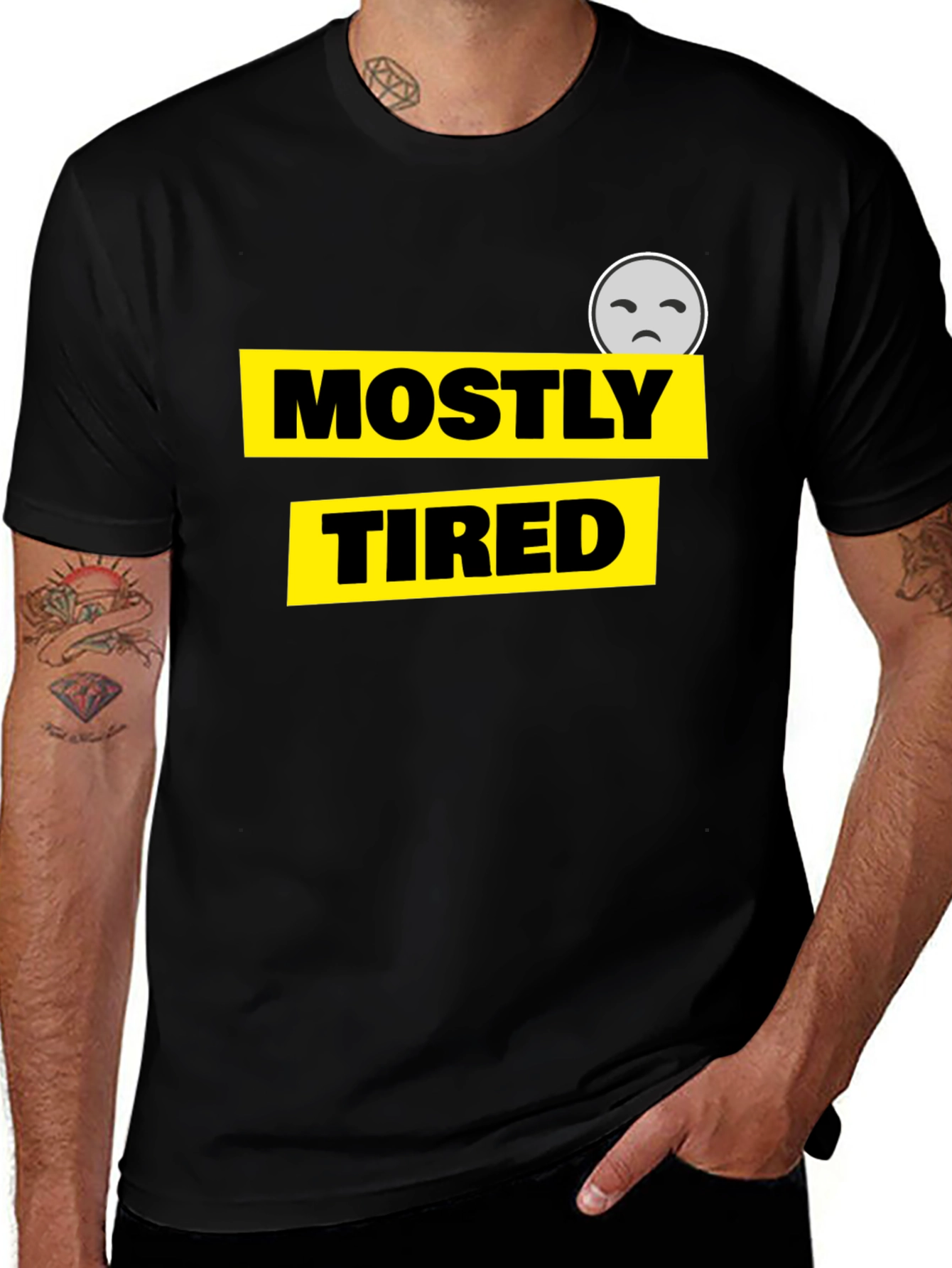Variant 27 of Mostly Tired Graphic Tee - Black Cotton Comfort