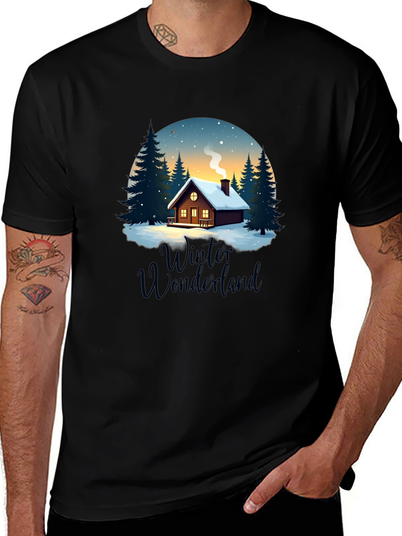 Variant 2 of Winter Wonderland Cabin Graphic Tee