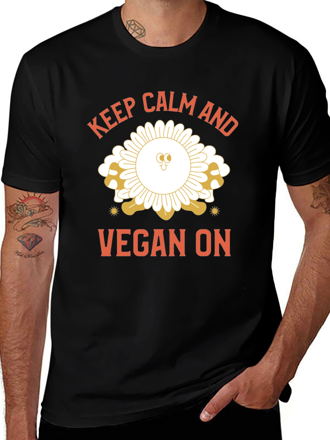 Variant 21 of Keep Calm and Vegan On Black T-Shirt