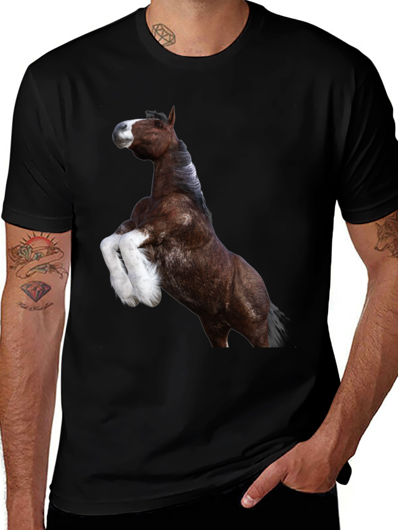 Variant 13 of Horse Graphic Tee - Black Cotton T-Shirt