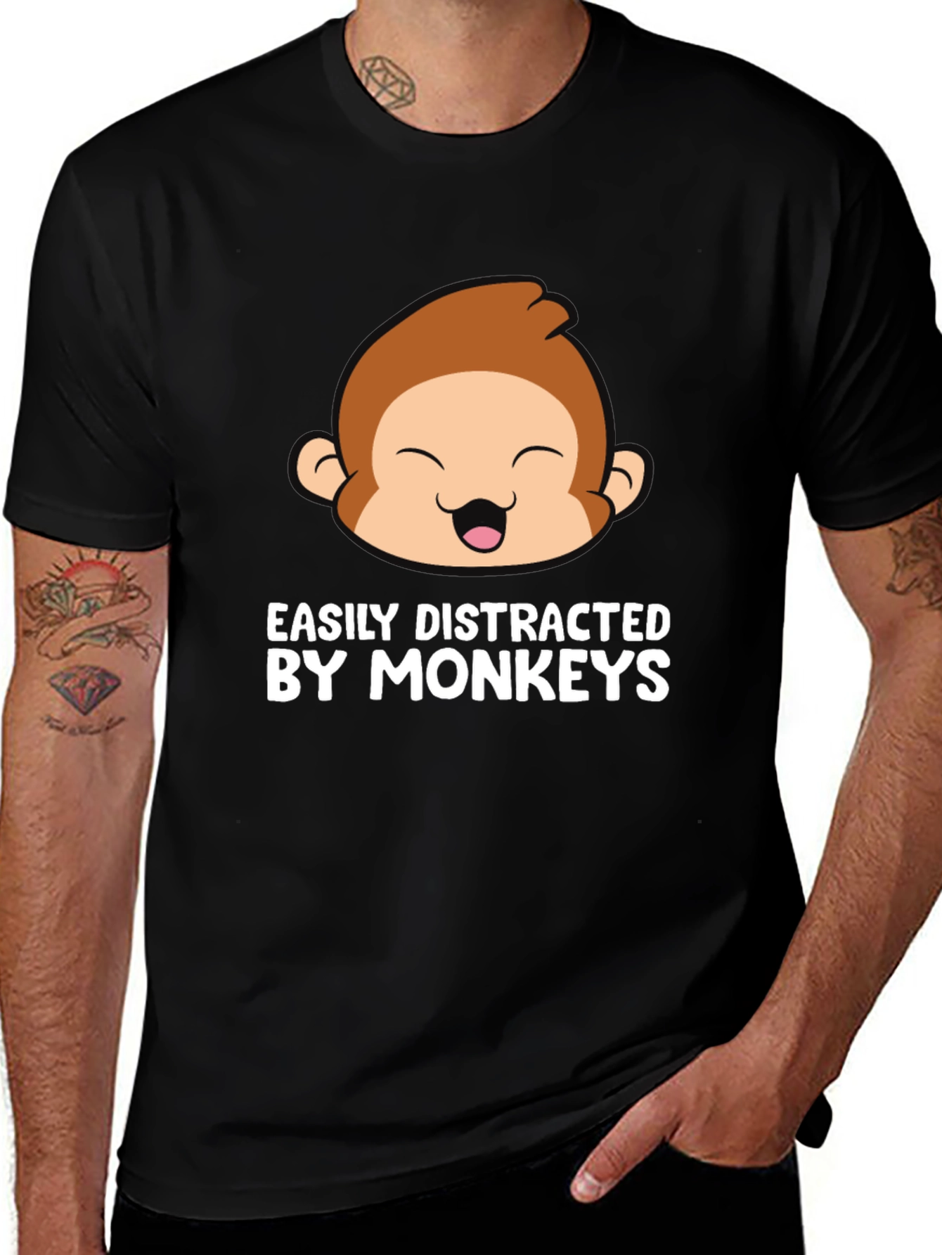 Variant 7 of Easily Distracted By Monkeys Graphic T-Shirt