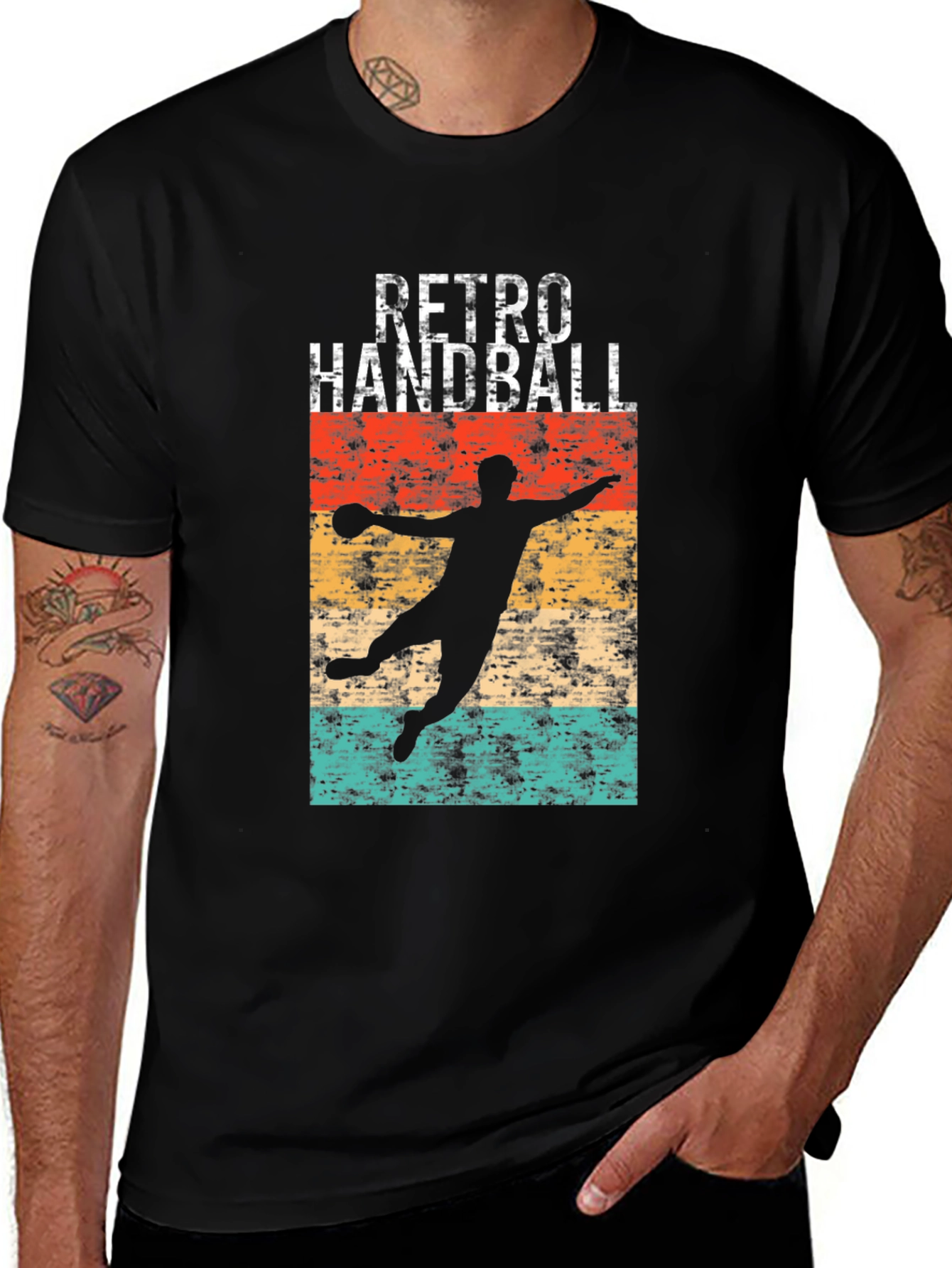 Retro Handball Player Graphic Tee - Vintage Style Shirt